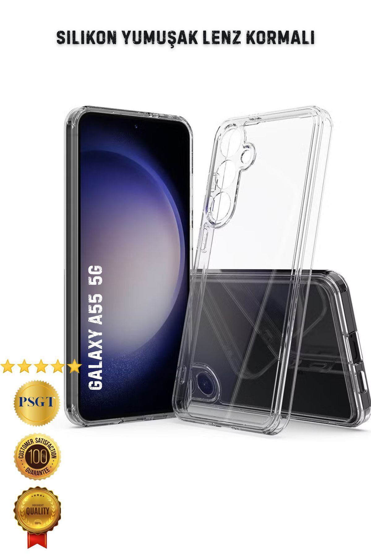 PSGT samsung galaxy ( A55 5G ) Uyumlu Kılıf Transparent Soft Şeffaf Lenz korumali