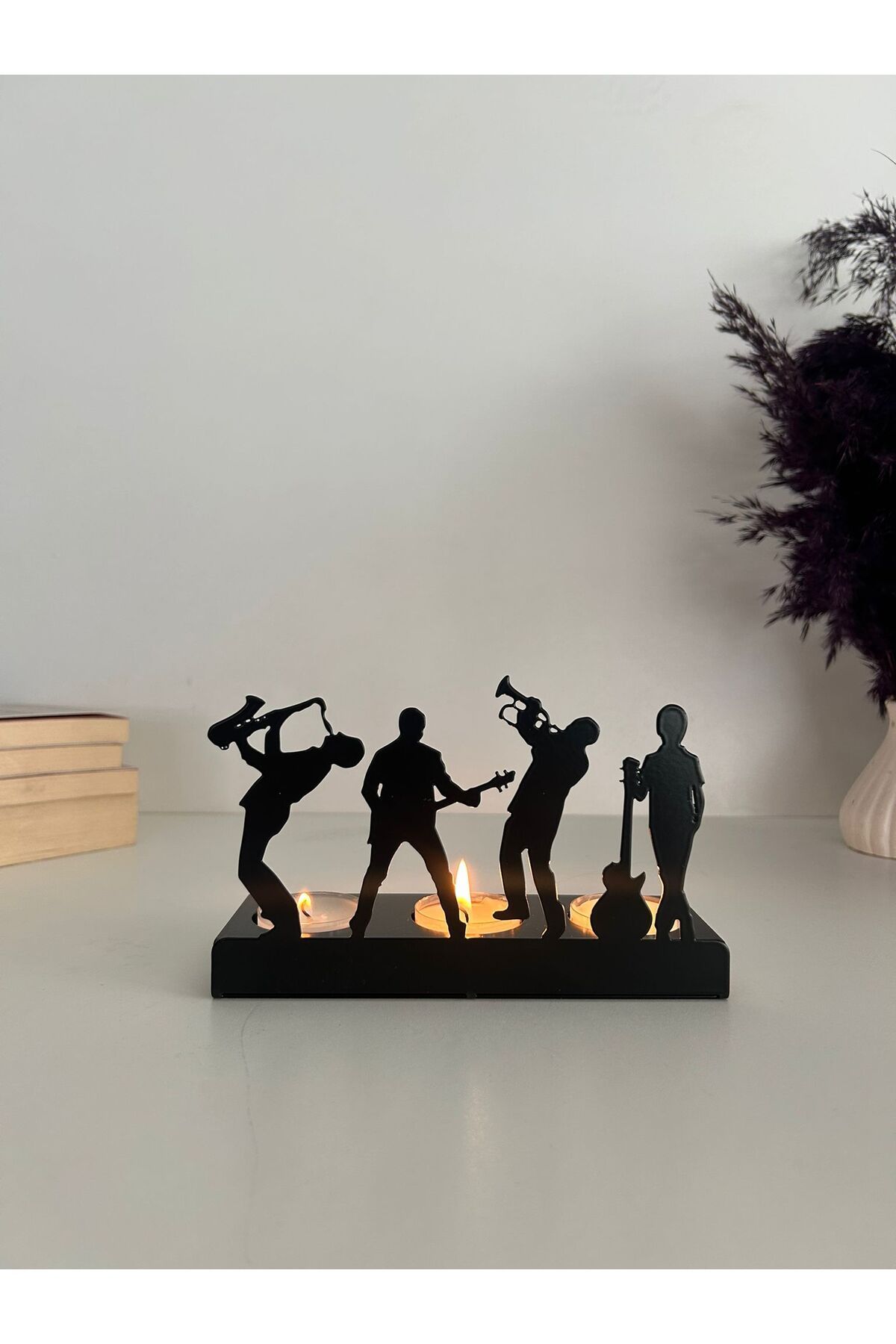 Alamer Decor Jazz Ve Rock Müzikal Temalı Dekoratif Metal Mumluk