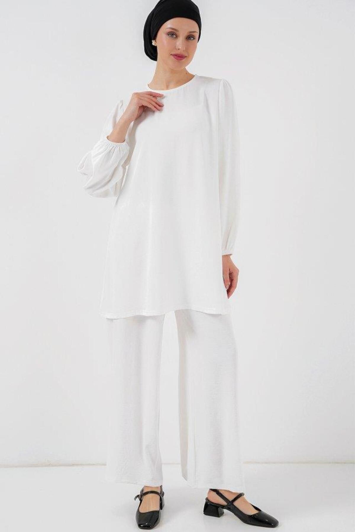 Aymood Ayrobin Tunik Pantolon Alt Üst Takım 6712 - Beyaz