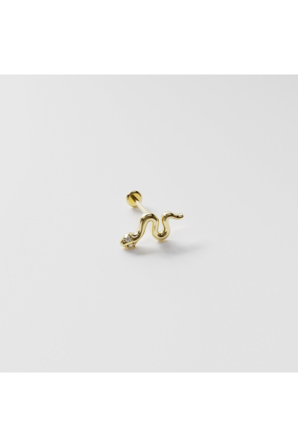 DesignbyKairos 14 Ayar Altın Taşlı Yılan Piercing / Tragus, Helix