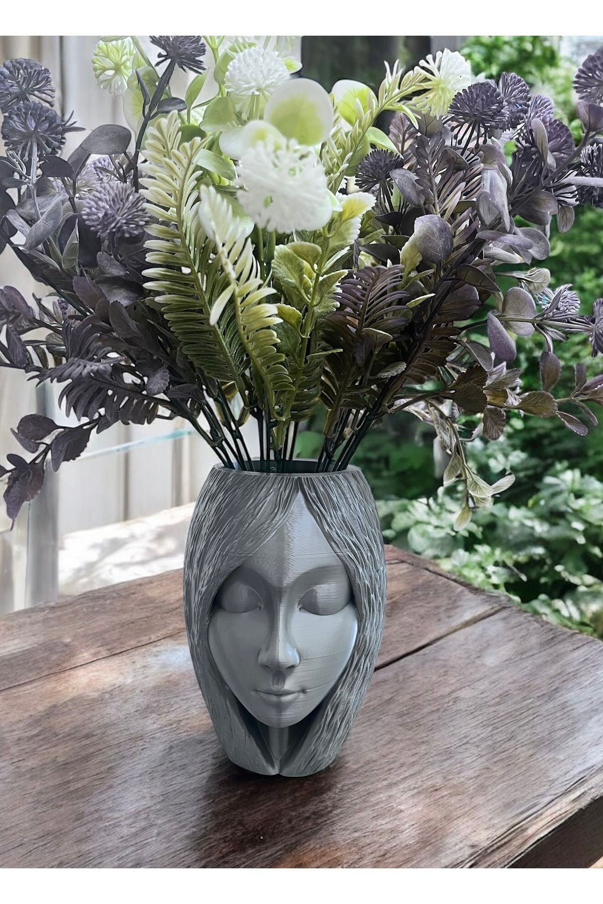 shop Dekoratif Kadın Yüz Figürlü 3D Vazo – Modern Sanatsal Saksı / Kalemlik (El Yapımı)