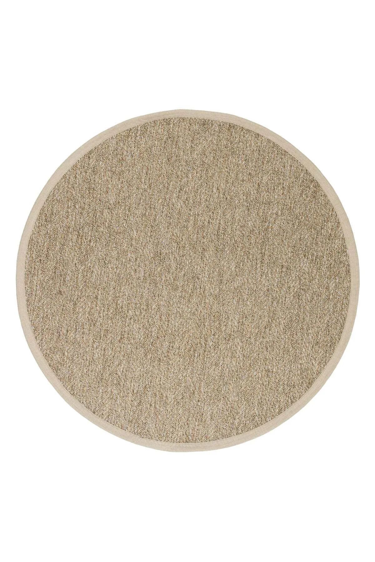 Halımax Siena M202 Hasır Dokulu İthal Sisal Halı Yuvarlak Bordürlü Bej Sisal Mutfak Koridor Halısı