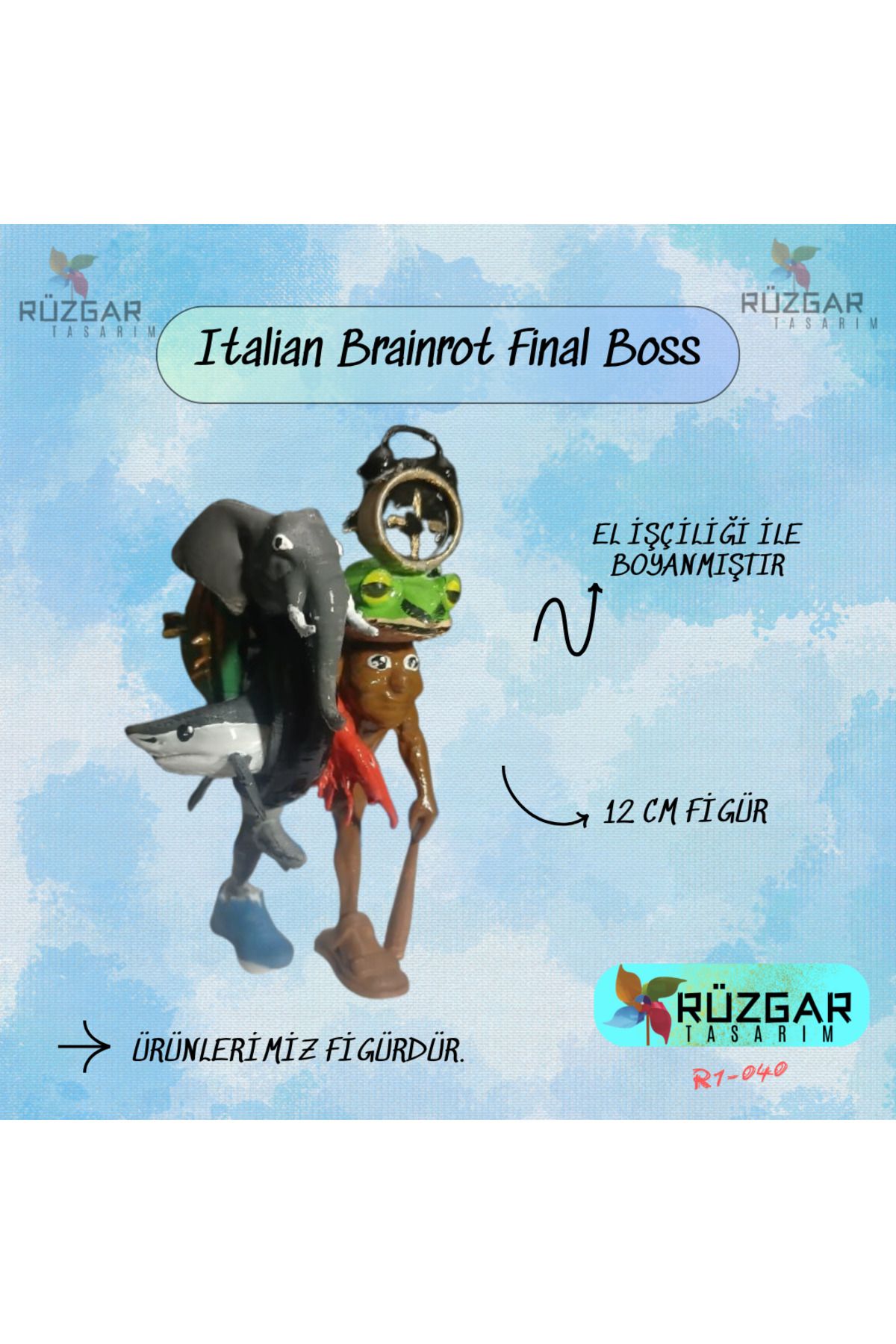 Rüzgar Tasarım Italian Brainrot Final Karışık Tung Tung Sahur Karakteri 12 Cm Figür