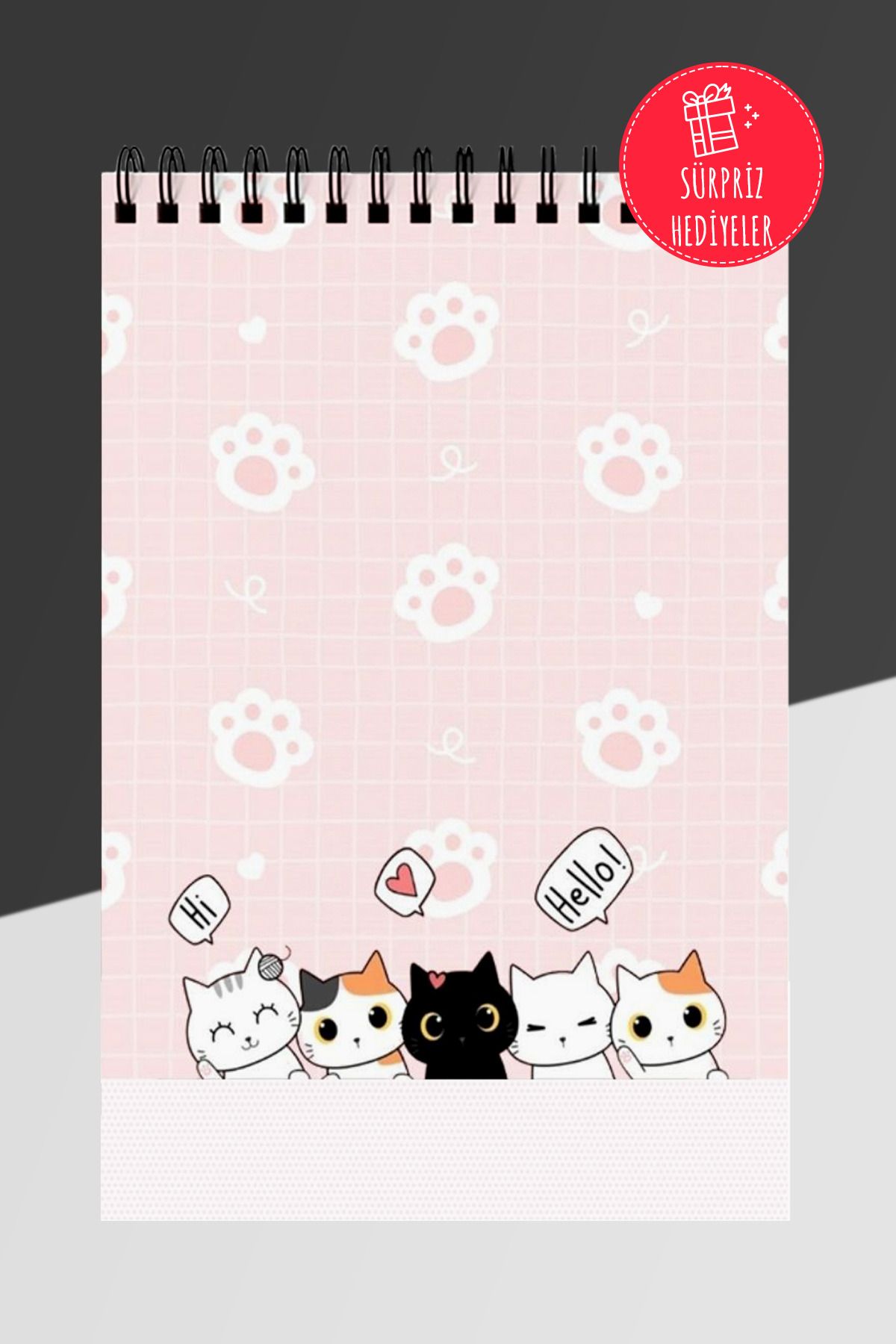 Anime Marketi Tatlı Kediler Temalı Günlük Planlayıcı A5 Spiralli Defter 50 Yaprak