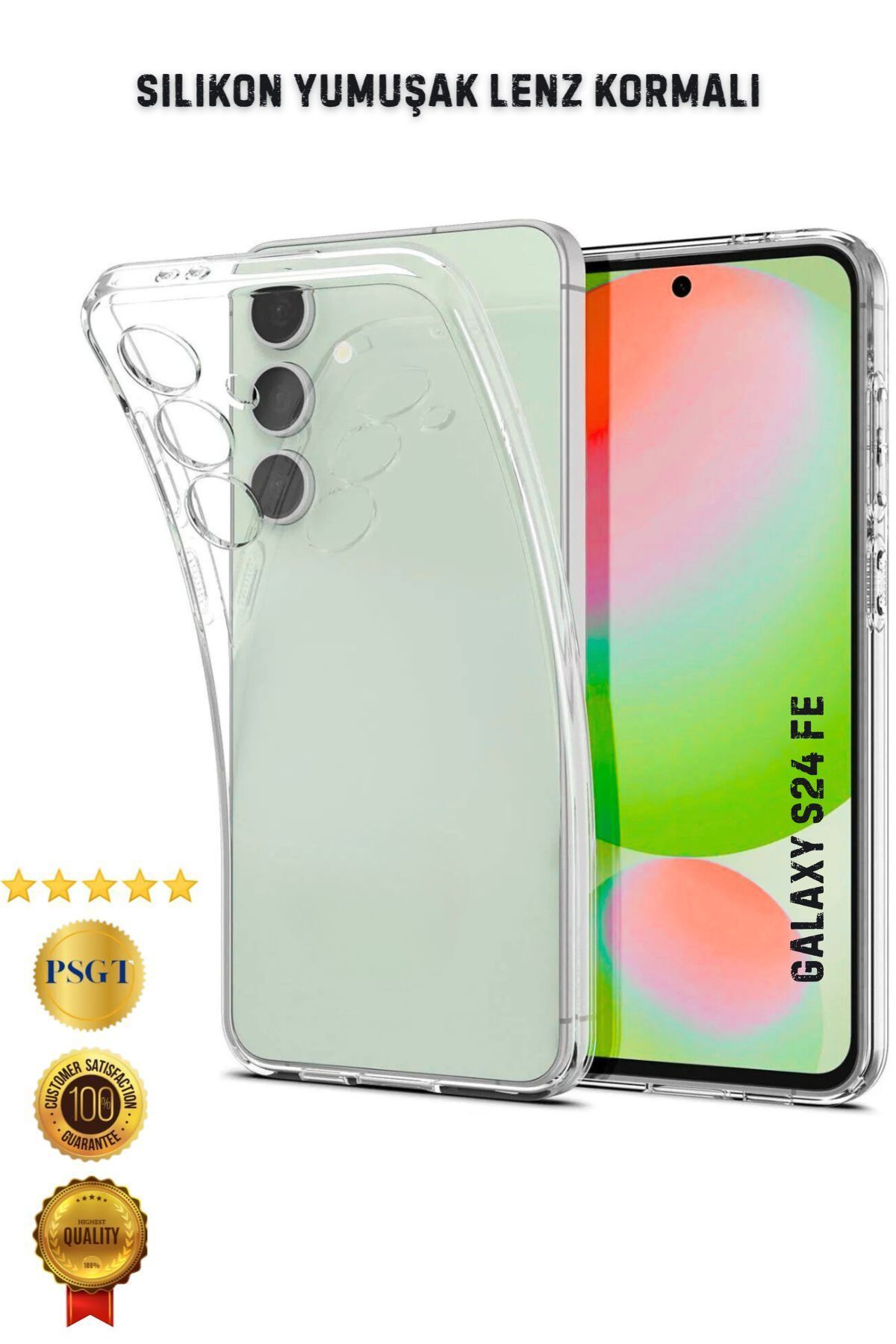 PSGT Samsung Galaxy ( S24 Fe ) Uyumlu Kılıf Transparent Soft Şeffaf Lenz Korumali