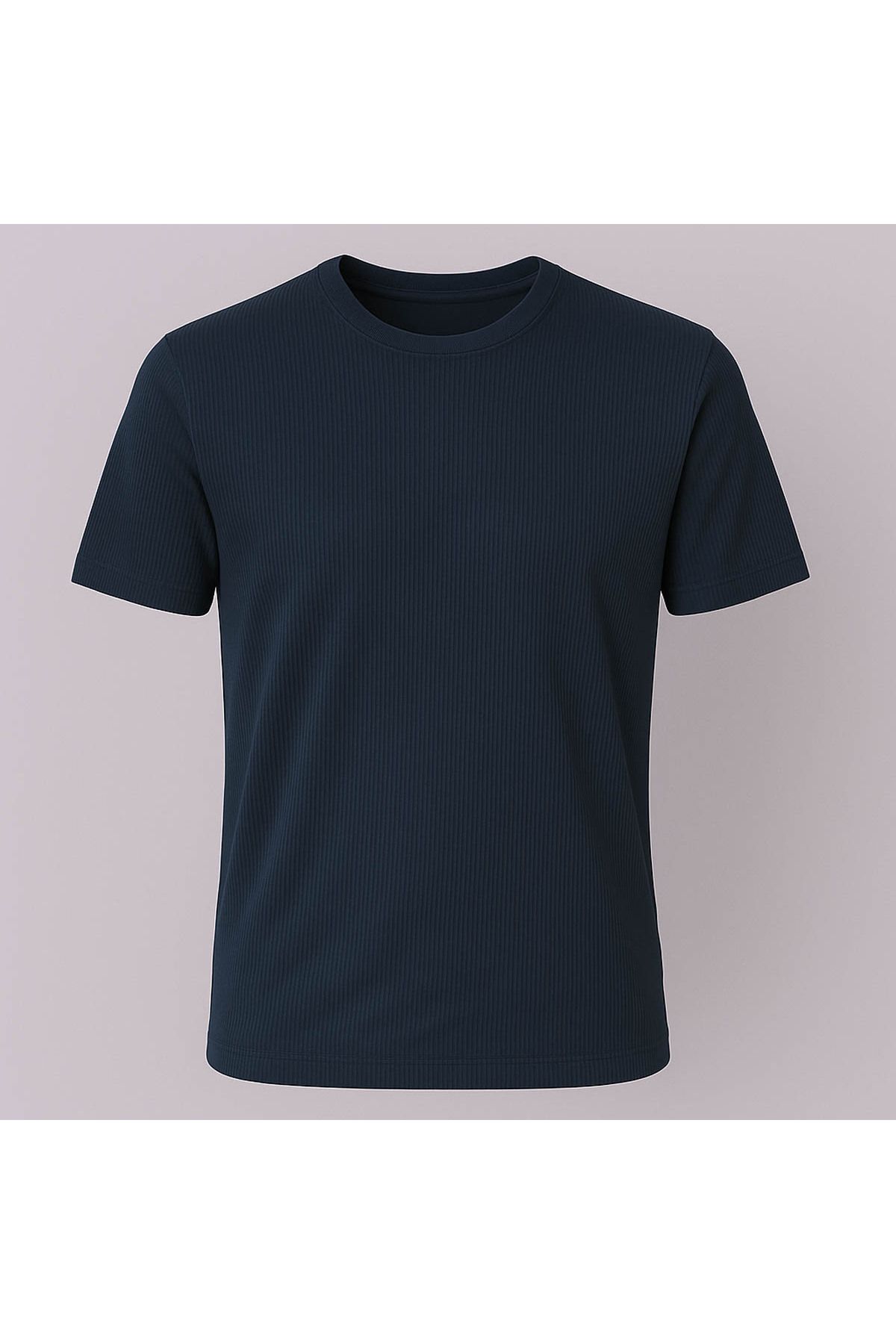 trender İğne boşaltmalı İnterlok O Yaka indigo Erkek T-Shirt 2915