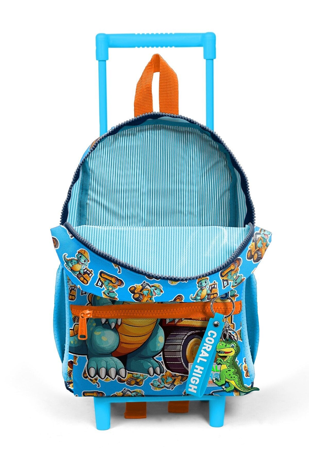 Coral High-Little Nest Backpack with Squeegee Blue Orange Dinosaur Pattern Two Compartments 24071 3