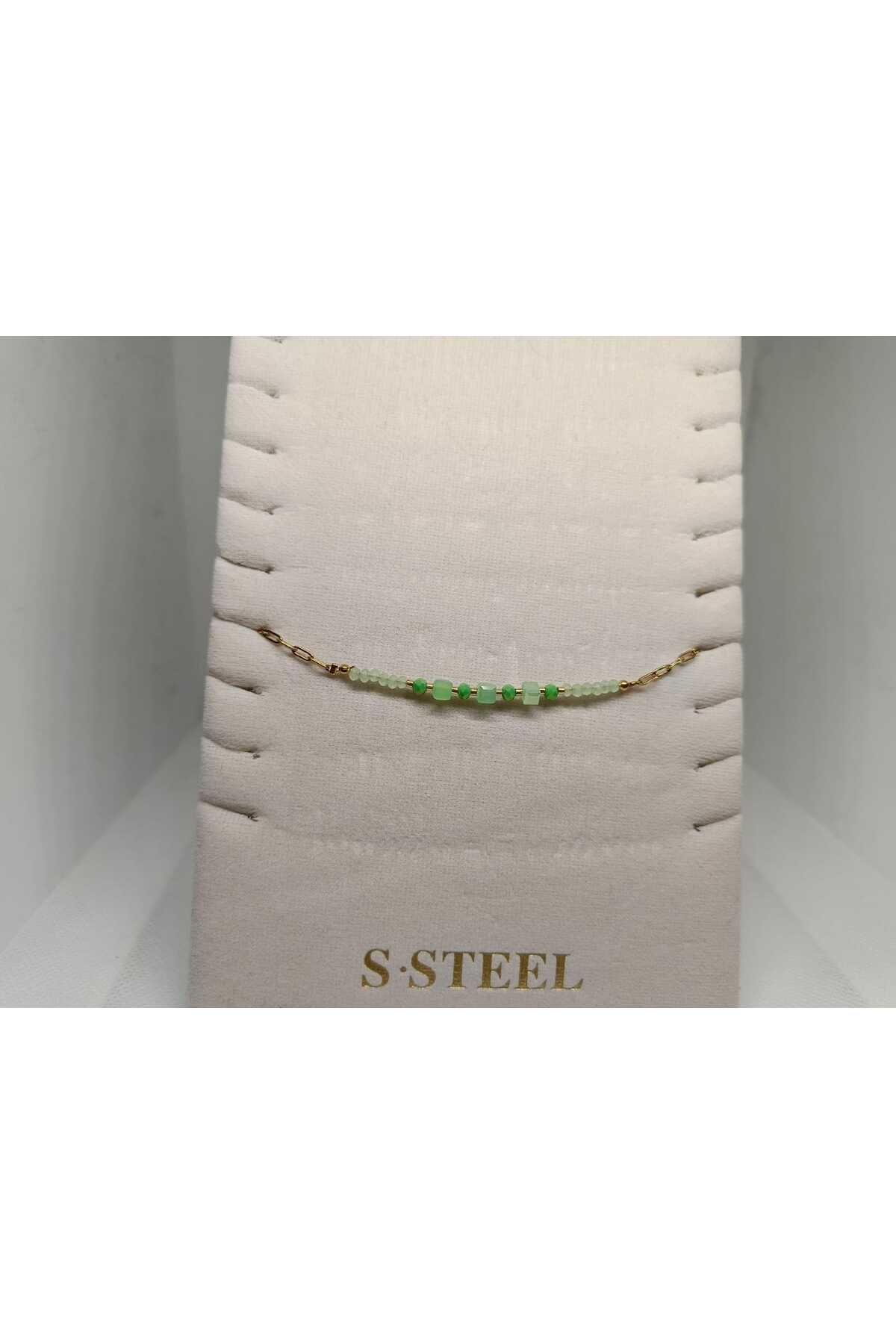 Store 316l Boncuk Desenli Paslanmaz Çelik Gold Halhal
