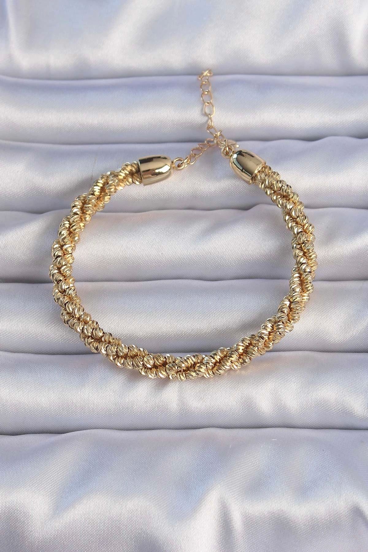 OurStyles Pirinç Altın Renk Sarmal Model Bileklik - TJ-BB6295
