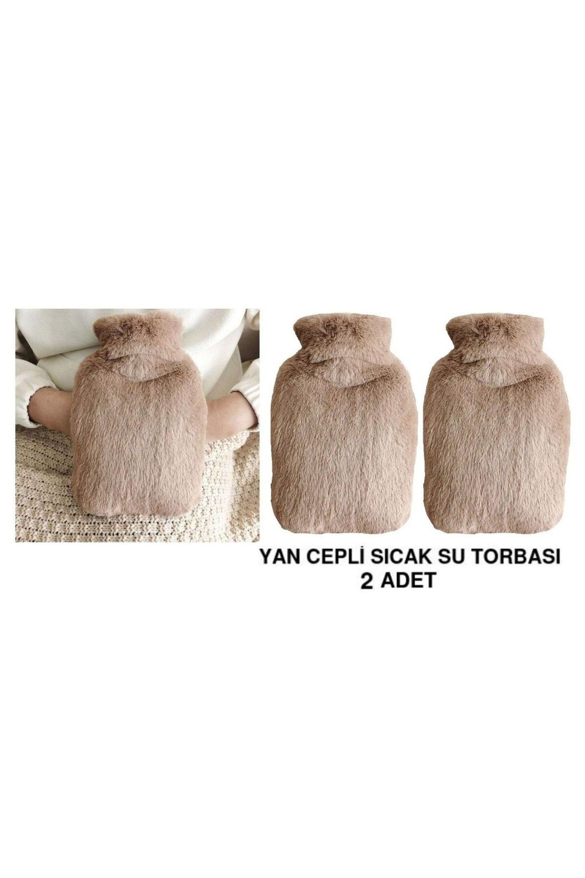 Bosphorus SICAK SU TORBASI 2 ADET,YAN CEPLİ BEJ PELUŞ TERMOFOR 27x17x2cm 750ml