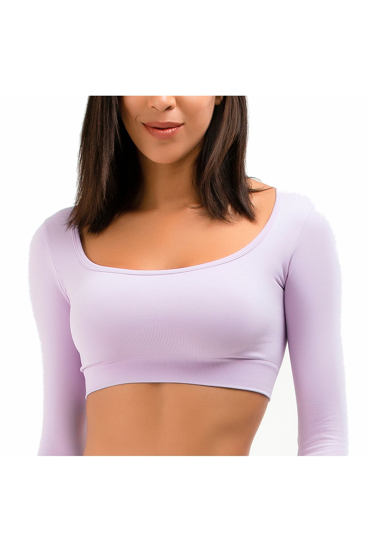 Gfity Active Long Sleeve Crop Top- Lilac