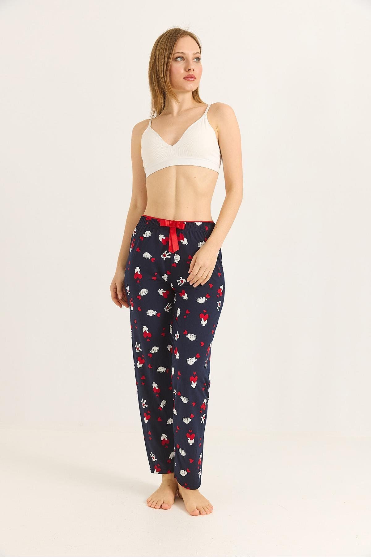 Raneel Kazançlı Alışveriş Beli Lastikli Lacivert Pijama Altı