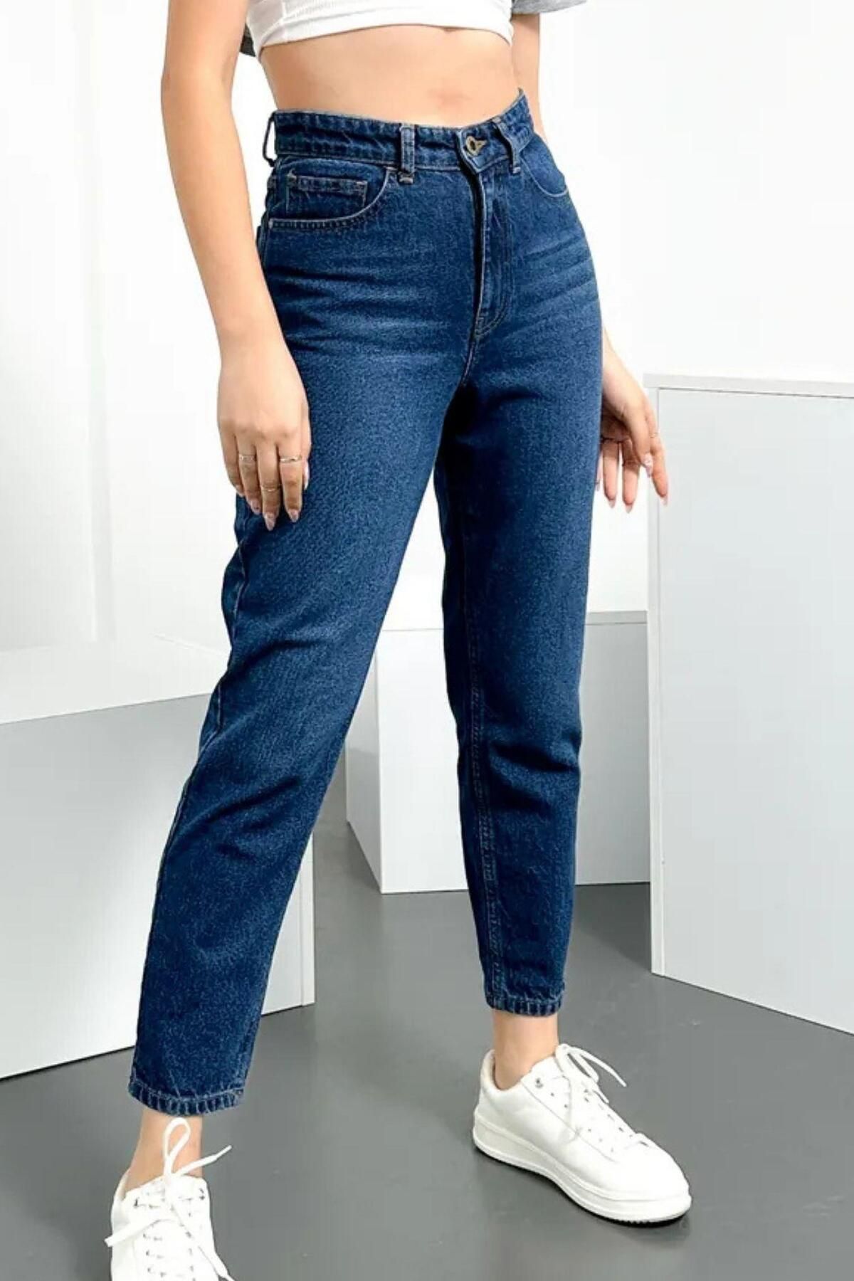 megapol giyim Mavi Slim Fit Yıkamalı Pantolon10568