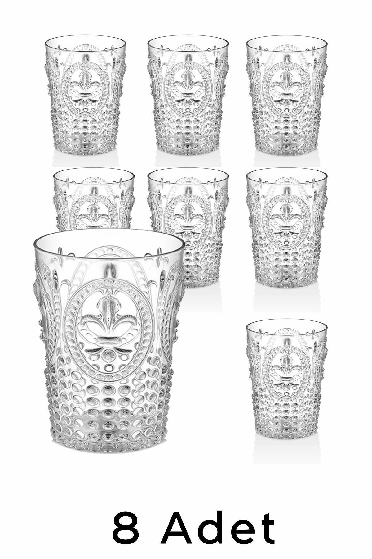 ARVALE 8'li Akrilik Şeffaf Meşrubat Bardağı | Kahve Yanı Su Bardağı - 450 ml