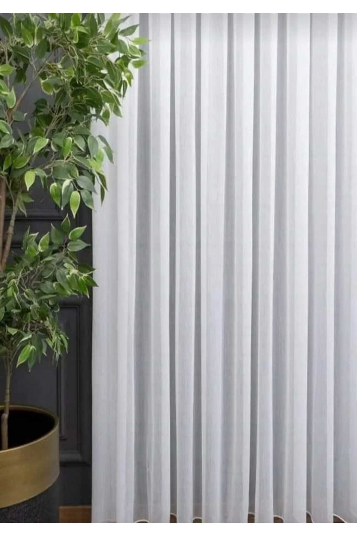 Perdehome -Ütü İstemeyen Bambu Desen Tül Seyrek Pileli 1*3 Tül Perde