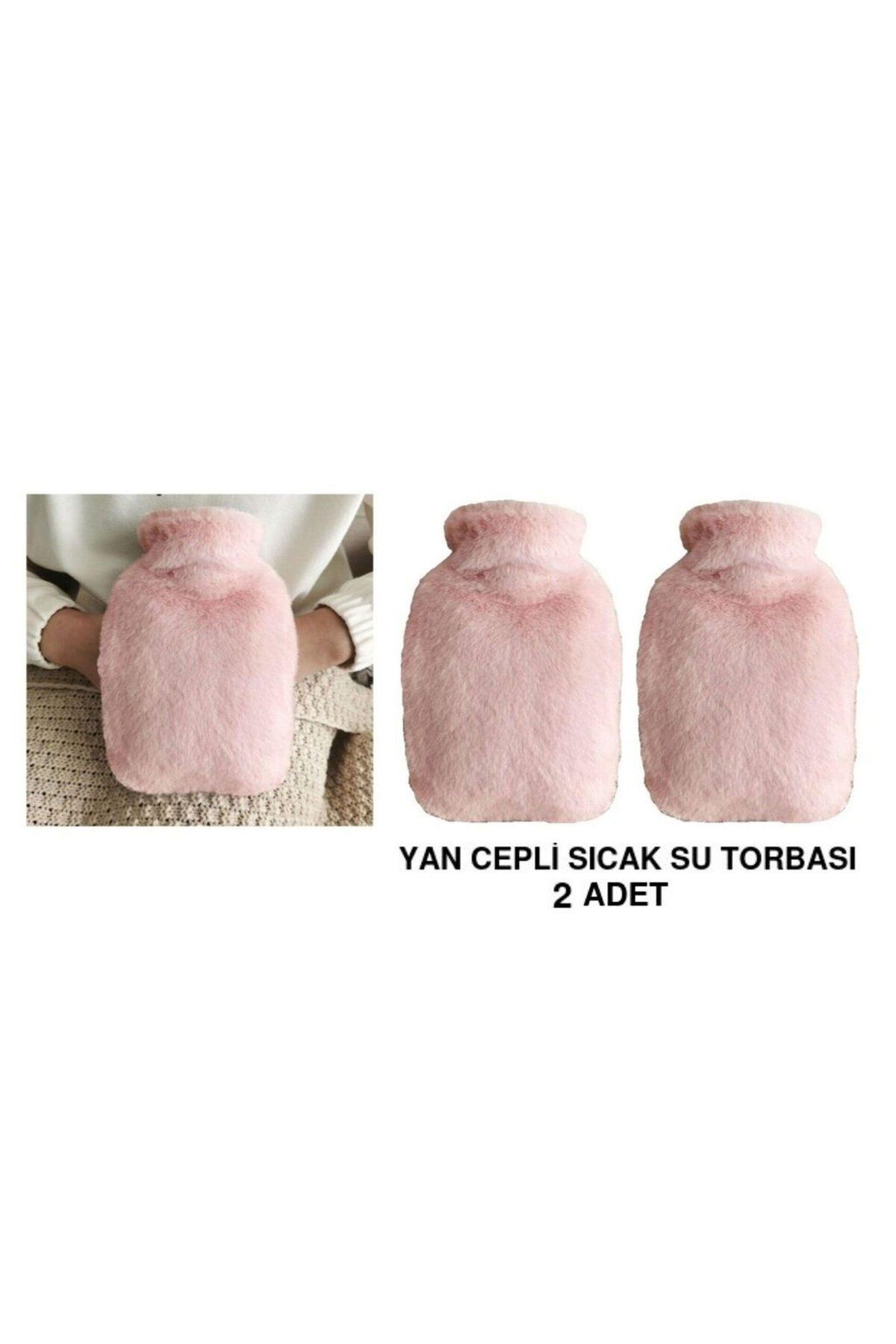 Bosphorus SICAK SU TORBASI 2 ADET,YAN CEPLİ PEMBE PELUŞ TERMOFOR 27x17x2cm 750ml