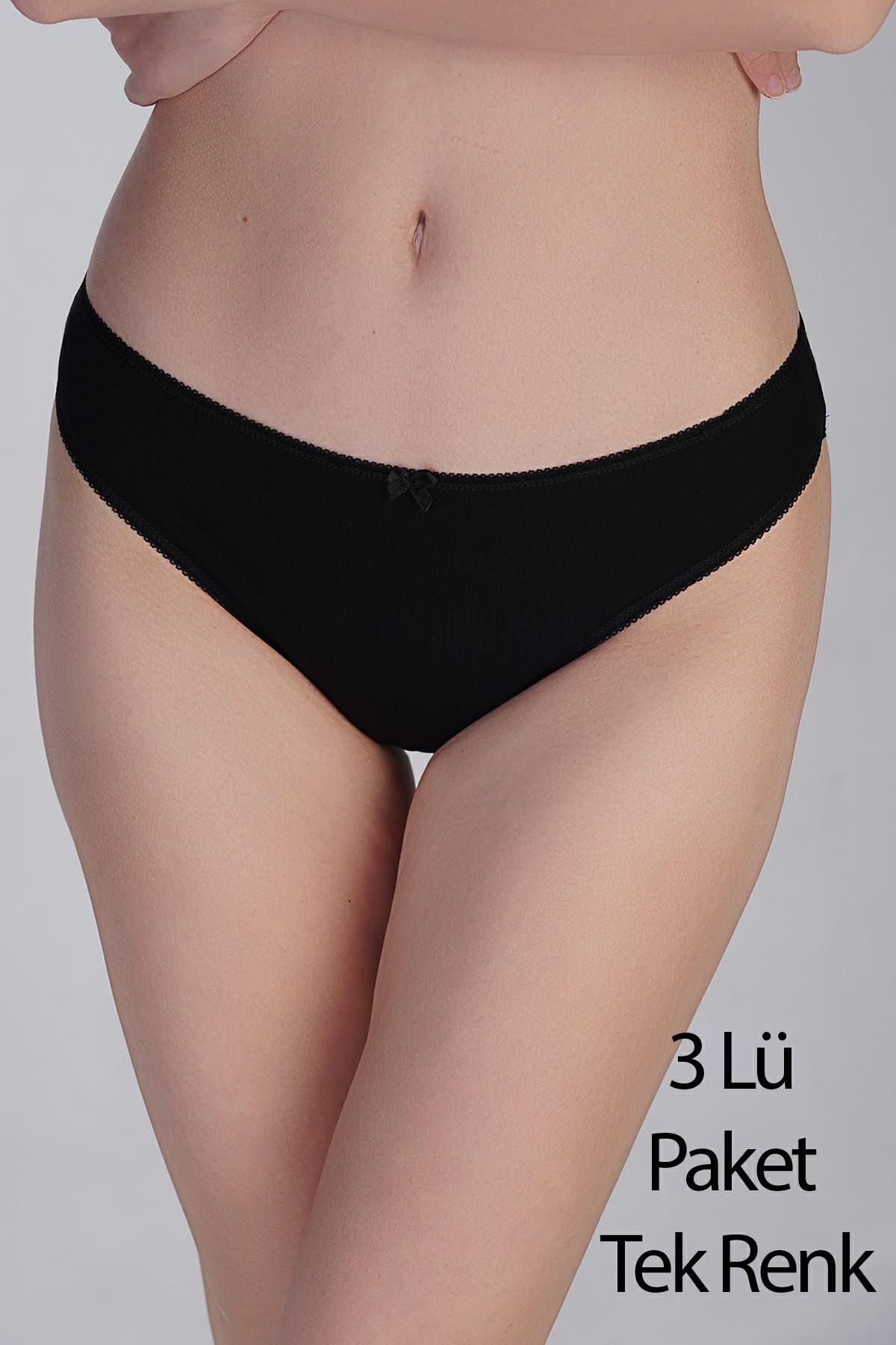 cotonhause Pamuklu Penye Brazilian Külot Siyah 3'lü Paket 365005