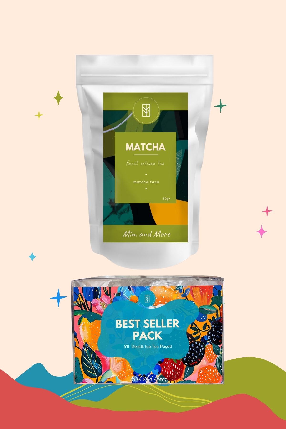 Mim and More Bestseller Summer Matcha Set - Bestseller Ice Tea Pack, Saf Matcha 50 gr
