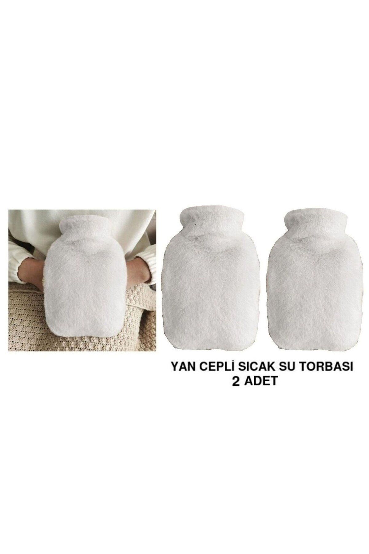 Bosphorus SICAK SU TORBASI 2 ADET,YAN CEPLİ BEYAZ PELUŞ TERMOFOR 27x17x2cm 750ml