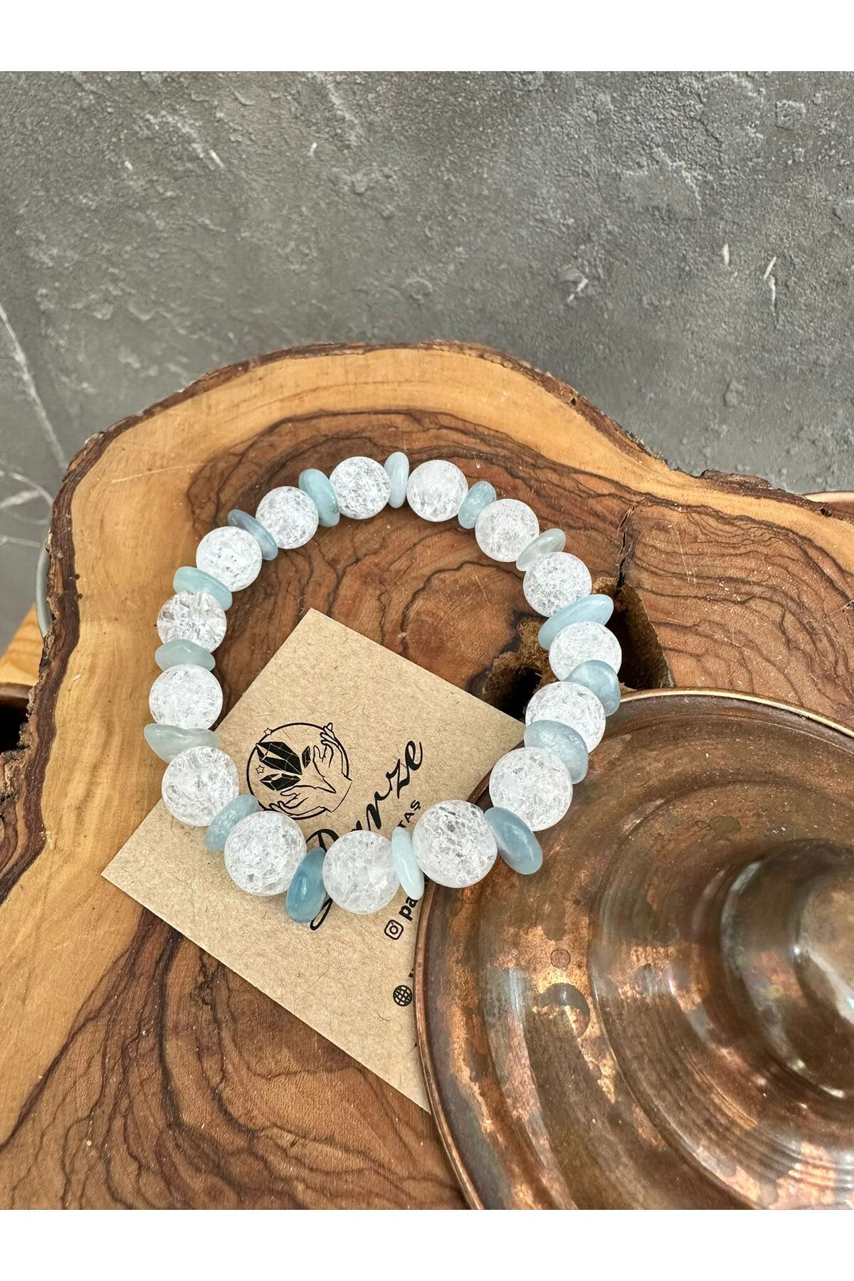 parze doğaltaş Necef ve Aquamarine Doğal Taş Bileklik