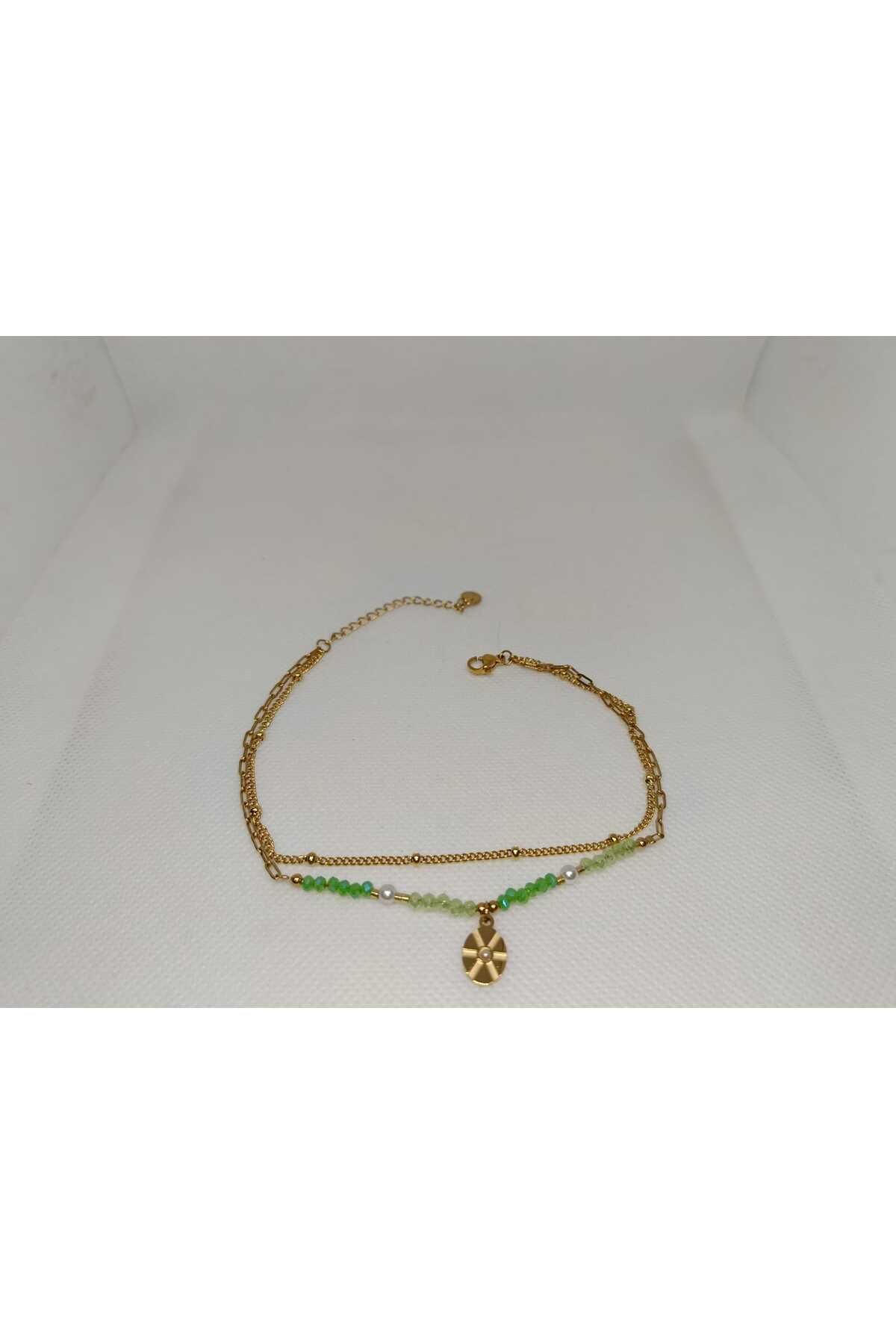Store 316l Boncuk Detayli Paslanmaz Çelik Gold Halhal
