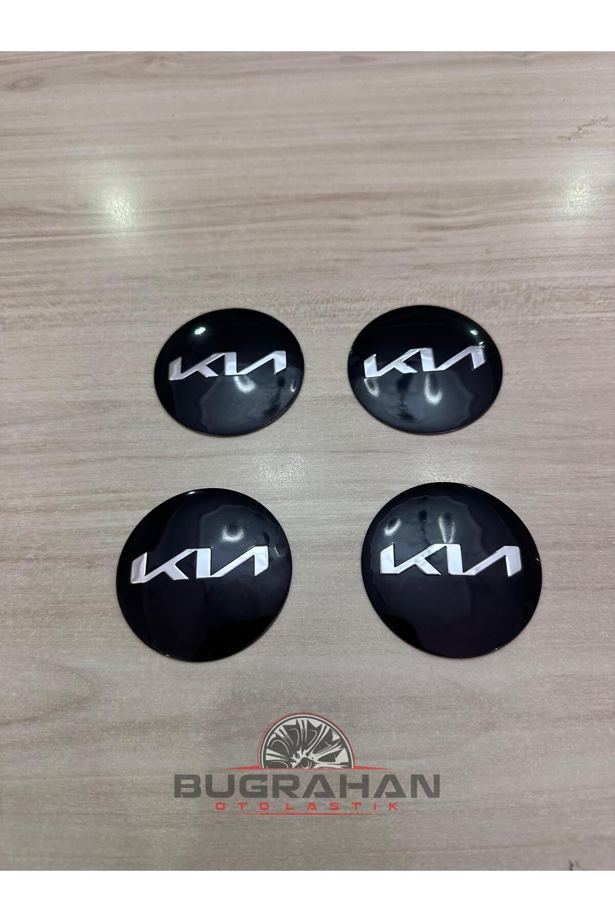 OEM Metal Yeni KİA Tasarım Jant Göbeği Göbek Arması 56 Mm A Kalite Sticker Logo 4'lü Set