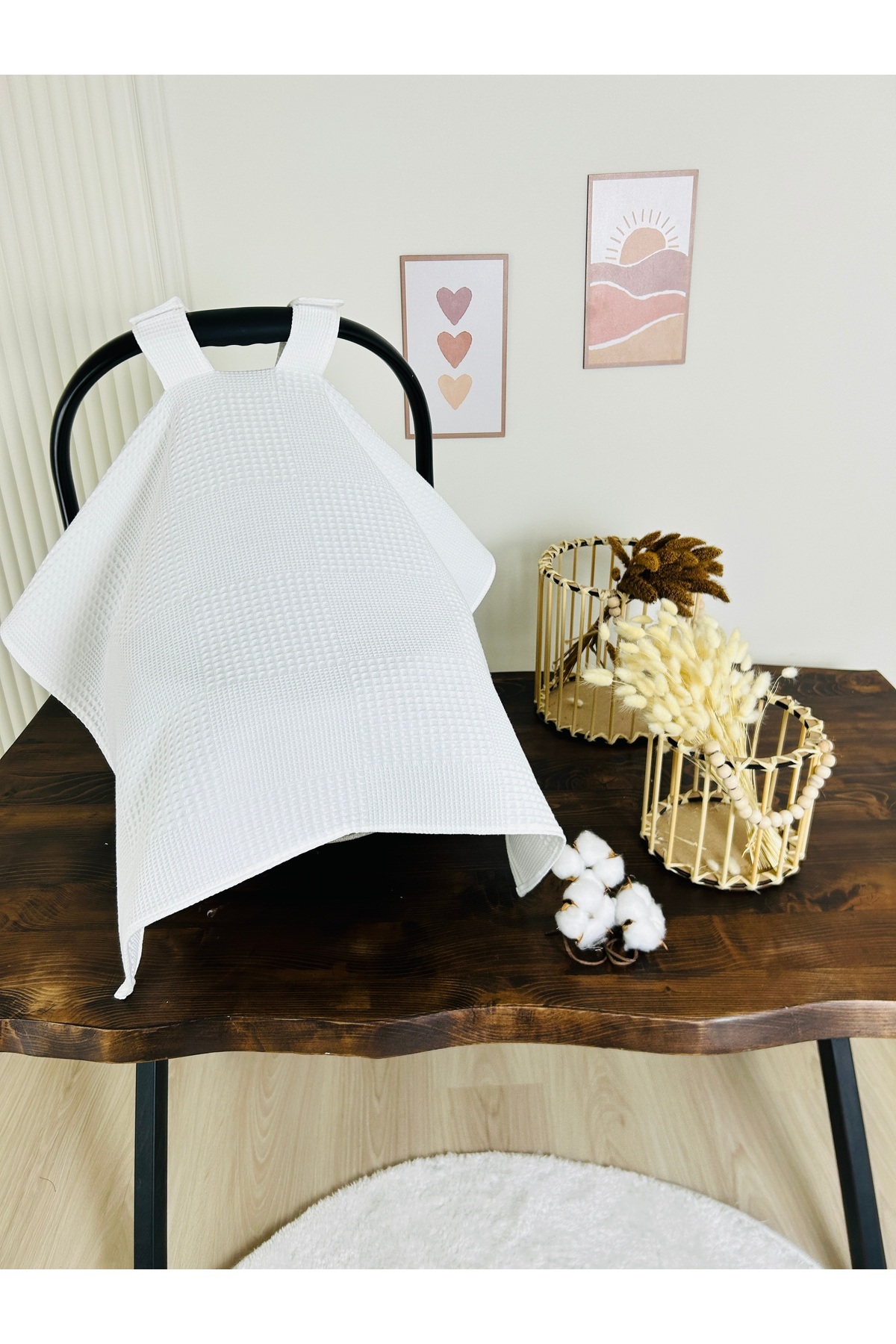 KARSU TASARIM İsimli Puset Örtüsü Nakış İşlemeli %100 Pamuk Çok Amaçlı Waffle Pike Kumaş fotoğrafı 7 (önizleme)