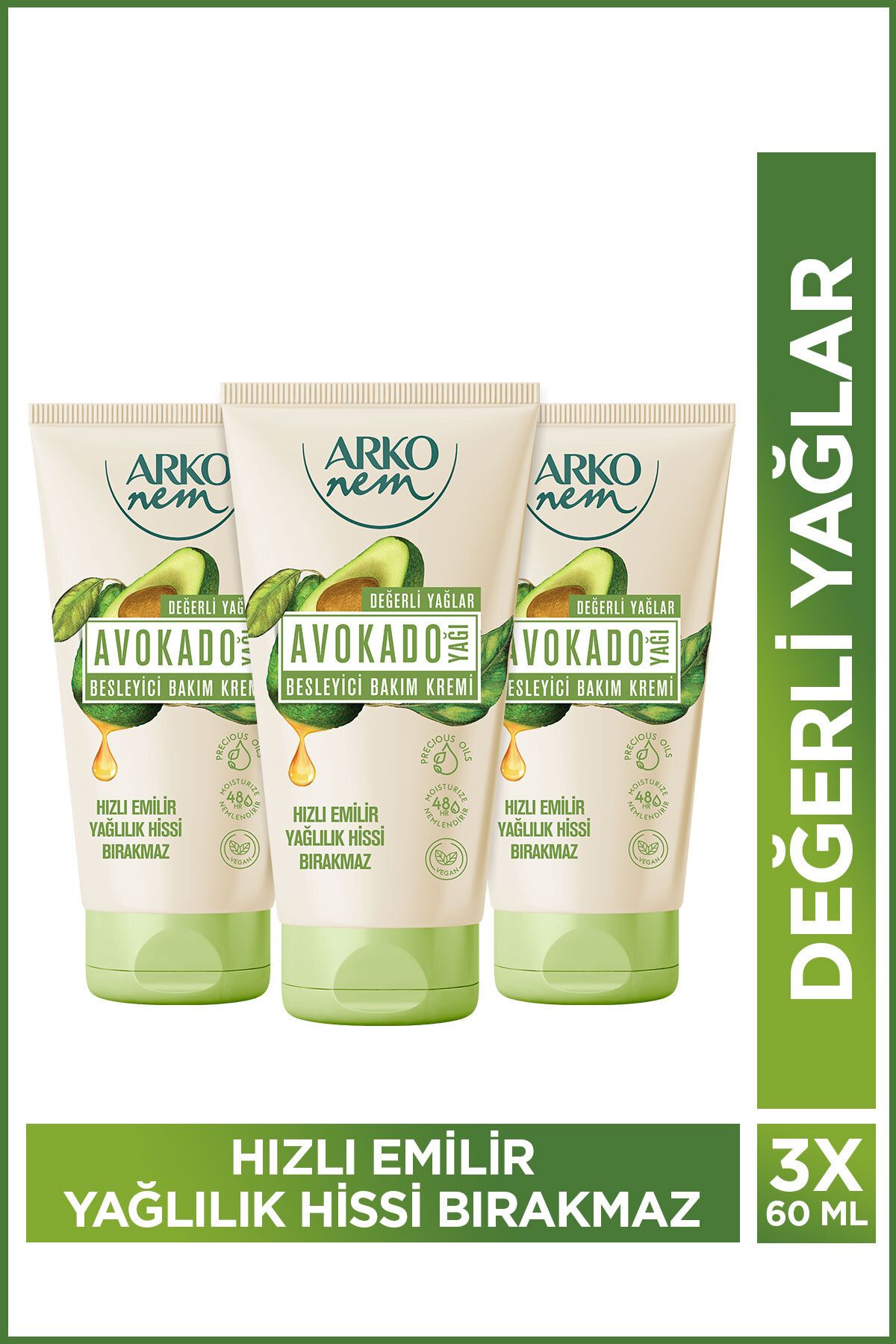 Arko Nem Besleyici Bakım Kremi Avokado 3x60 Ml