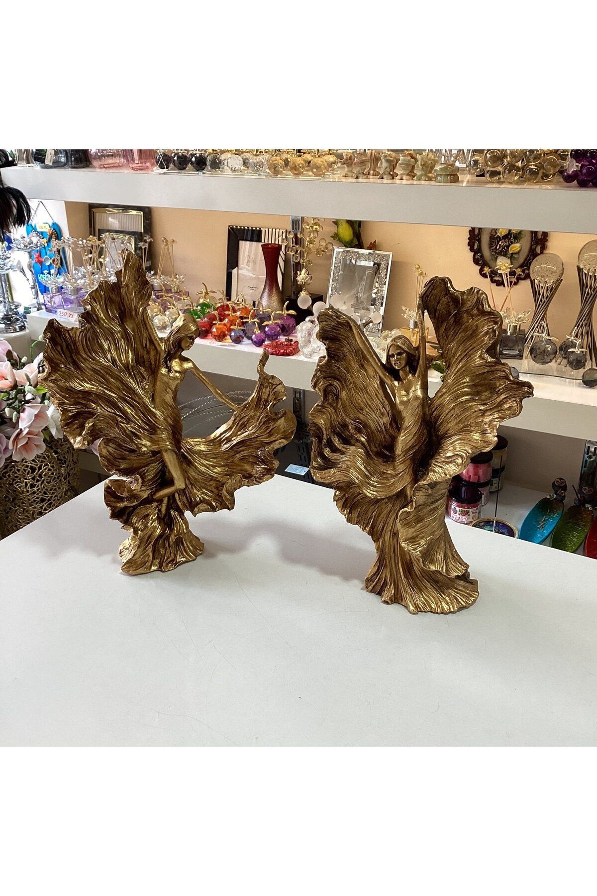 Gold home design Dansçı Kız 2’Li Biblo Gold Renk