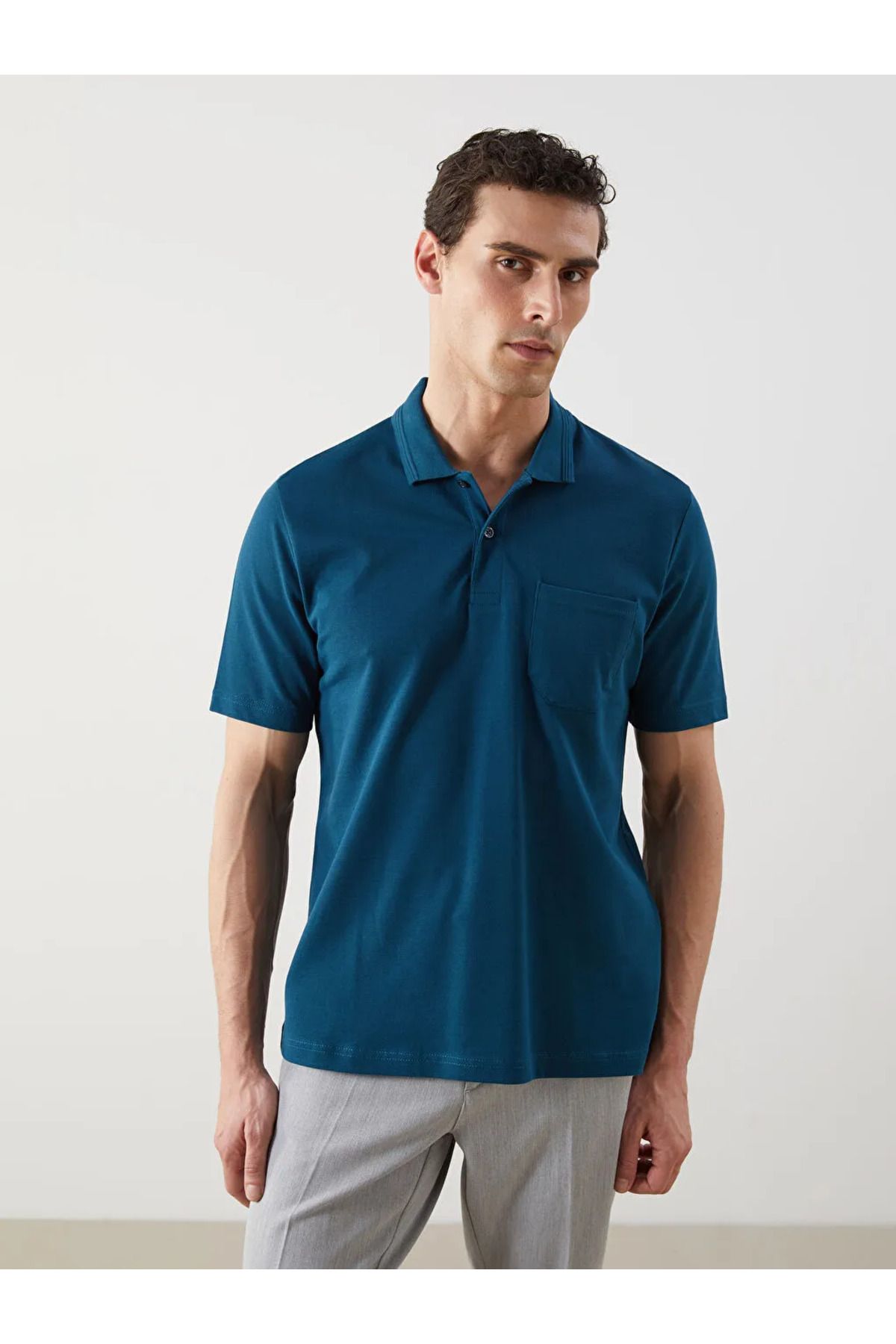 LC Waikiki LCWAIKIKI Classic Siyah Polo Yaka Kısa Kollu Pike Erkek Tişört