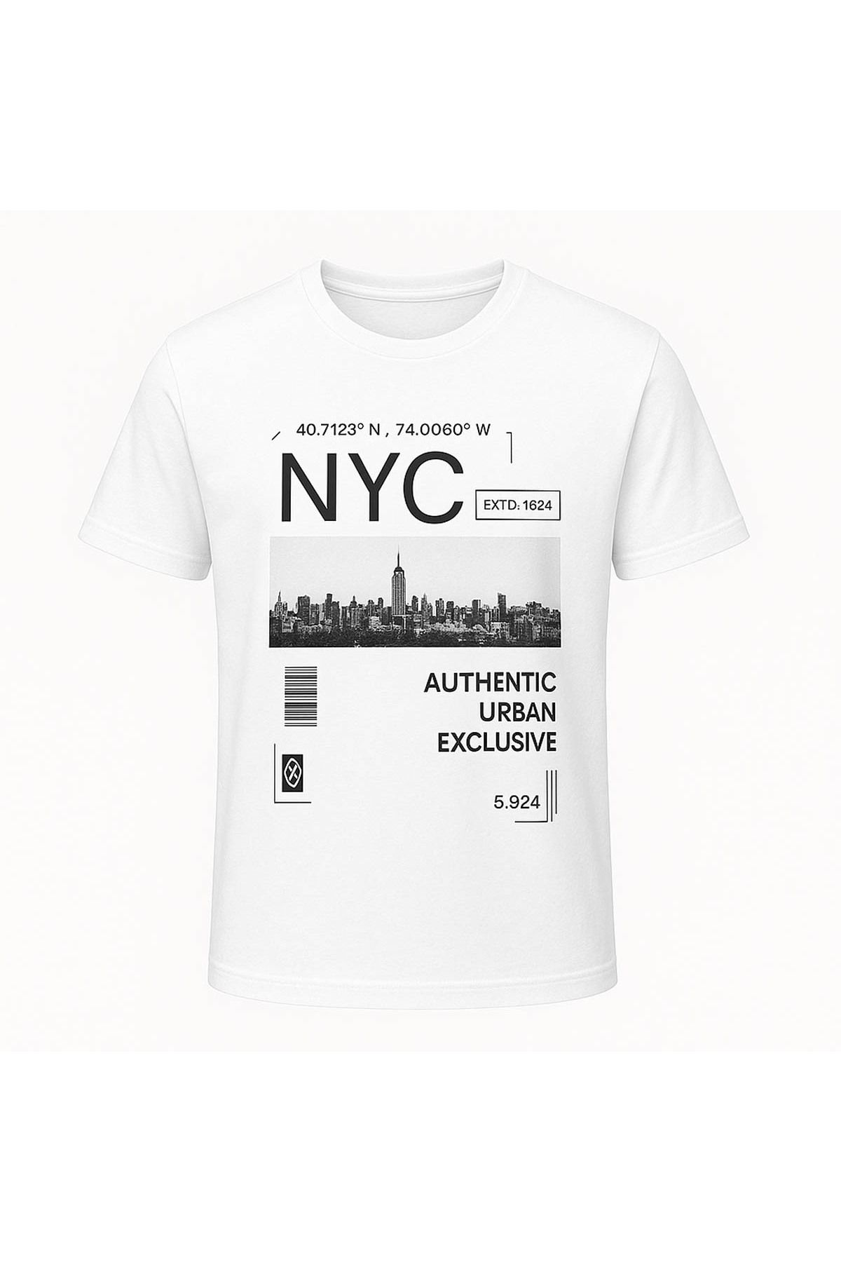 trender Nyc Baskı Beyaz Erkek T-Shirt