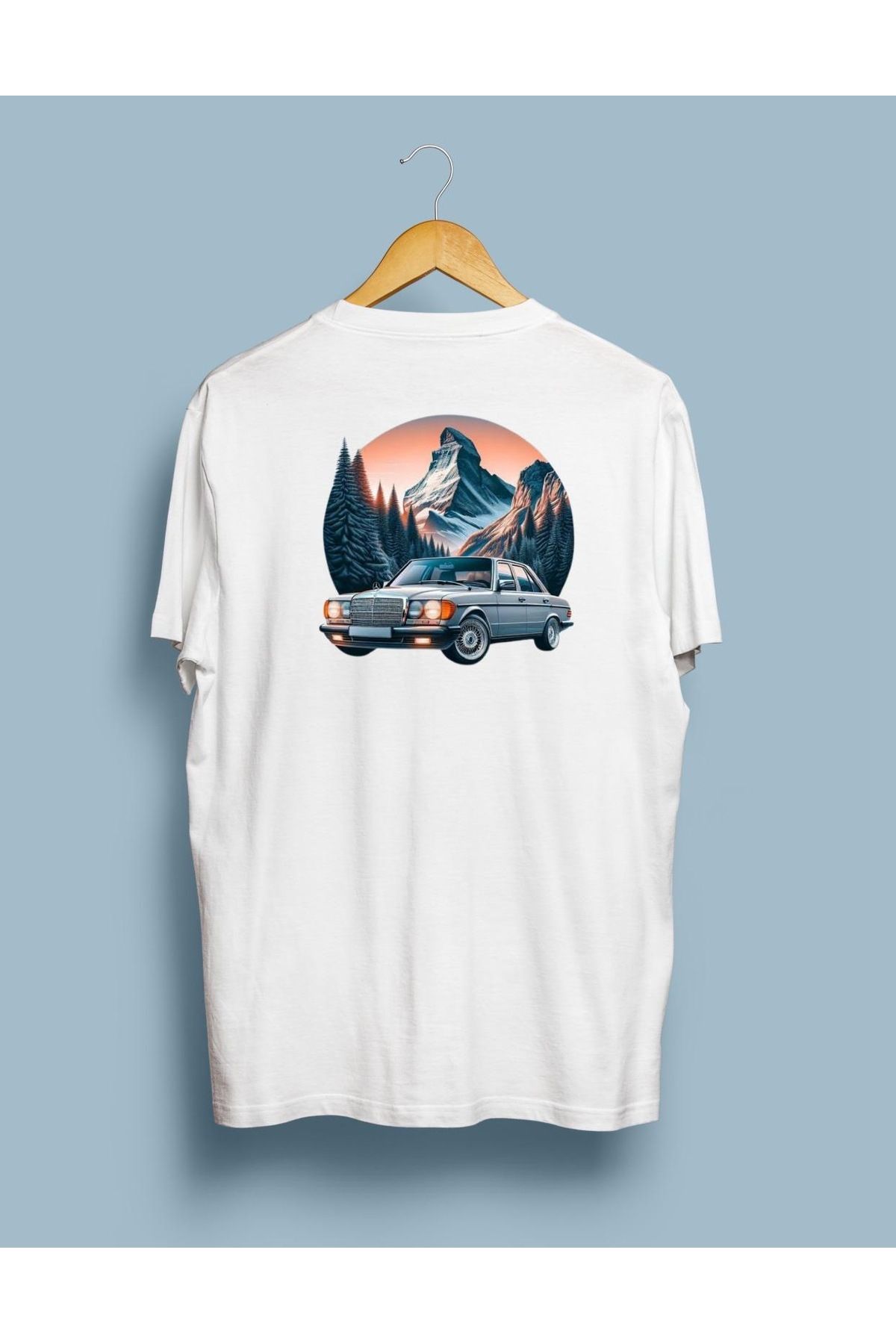 Artwen Unisex W123 Mercedes Baskılı Oversize Pamuklu Tişört