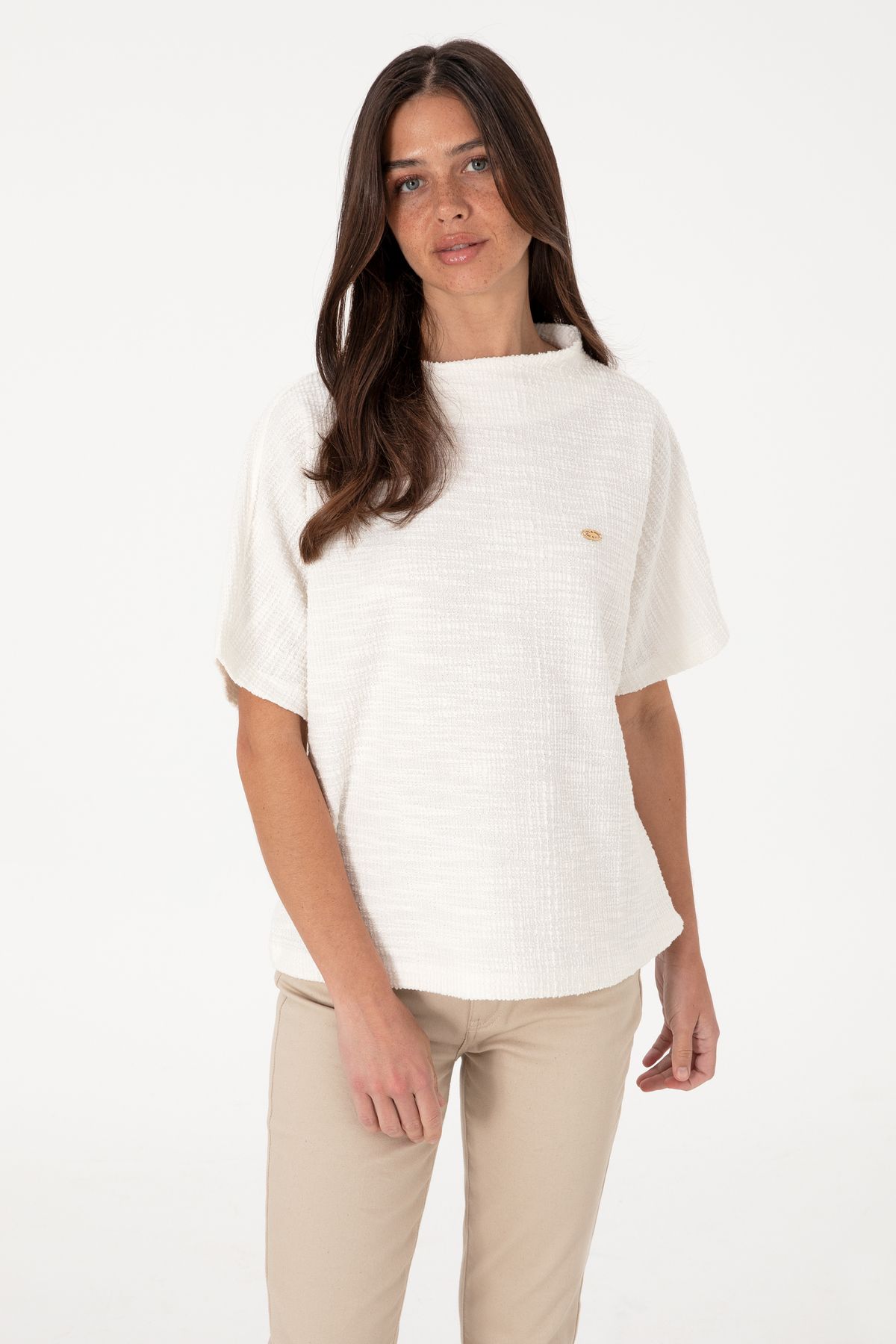 U.S. Polo Assn. Kadın Ekru Tişört 50305889-VR019