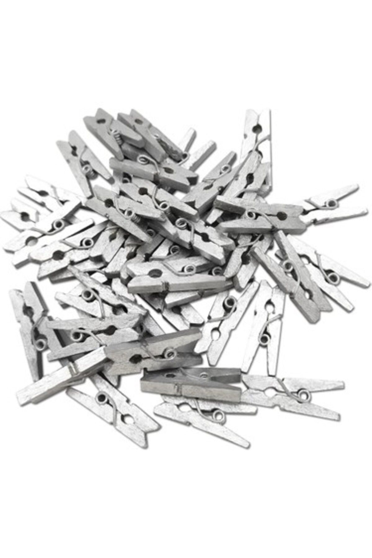 Fixport 100'lü Gümüş Ahşap Mandal 2.5cm (10'lu Paket-1000 Adet)