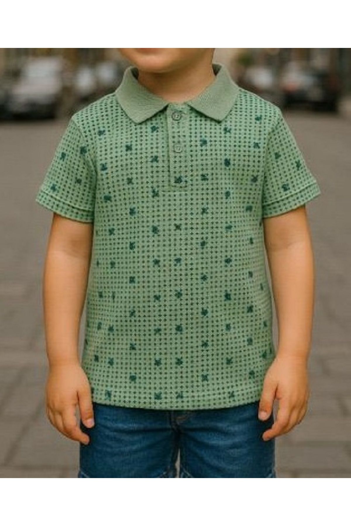 neocotton Erkek Çocuk Polo Yaka Pamuklu Desenli Tişört (Garson Boy)