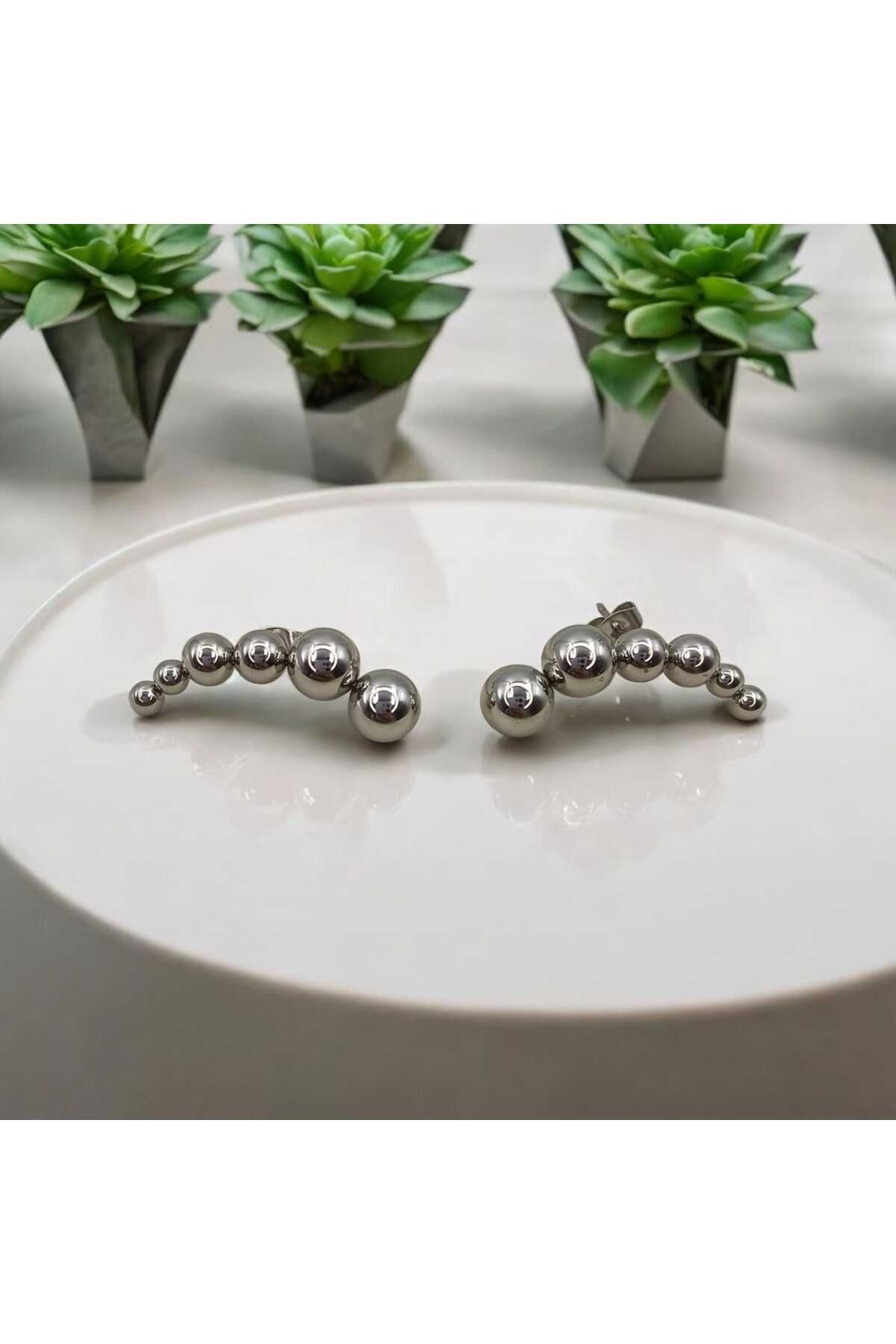 Yaseminli Butik Silver Renk Topcuk Model Küpe