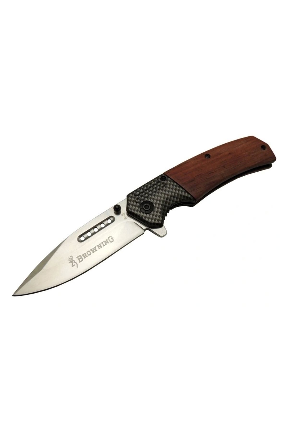 OurStyles Browning 8-8 Kahverengi Kamp Çakı 20cm - Yarı Otomatik, Ahşap Sap