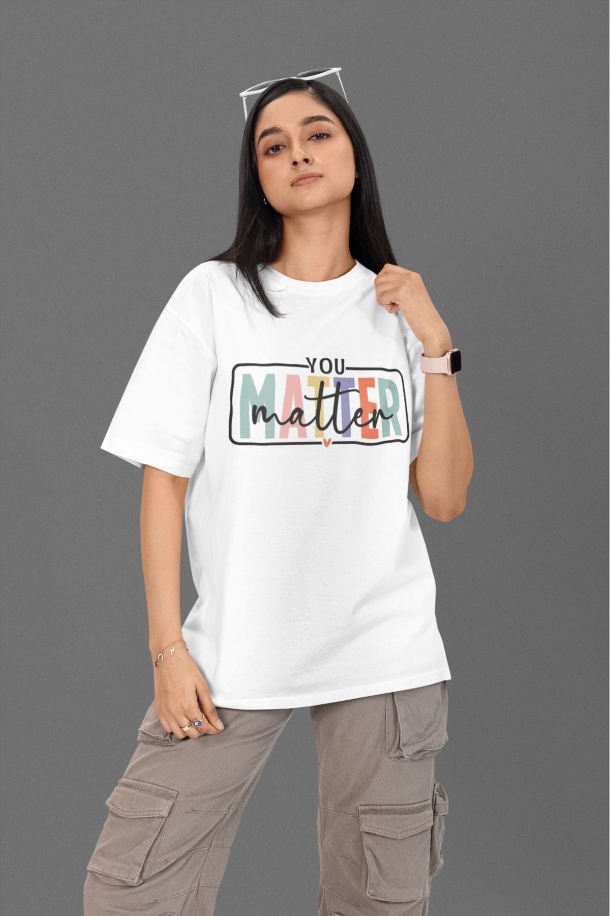 Butik %100 PAMUK ERKEK/KADIN -YOU MATTER- TRANSFER BASKILI YUVARLAK YAKA KISA KOL TİŞÖRT