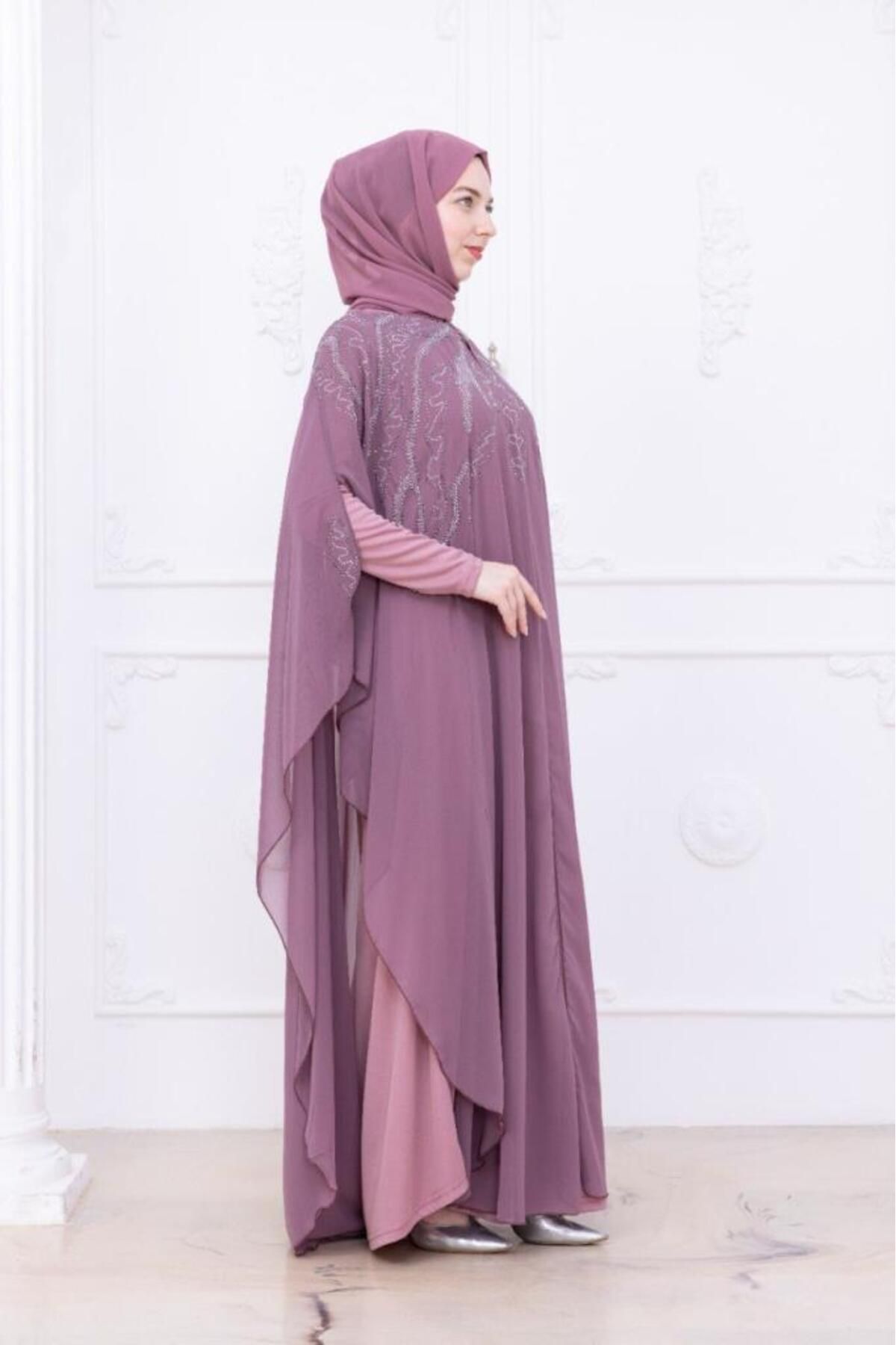 Tebrikler tekstil kadın şık 2 parçalı kaftan model 4467