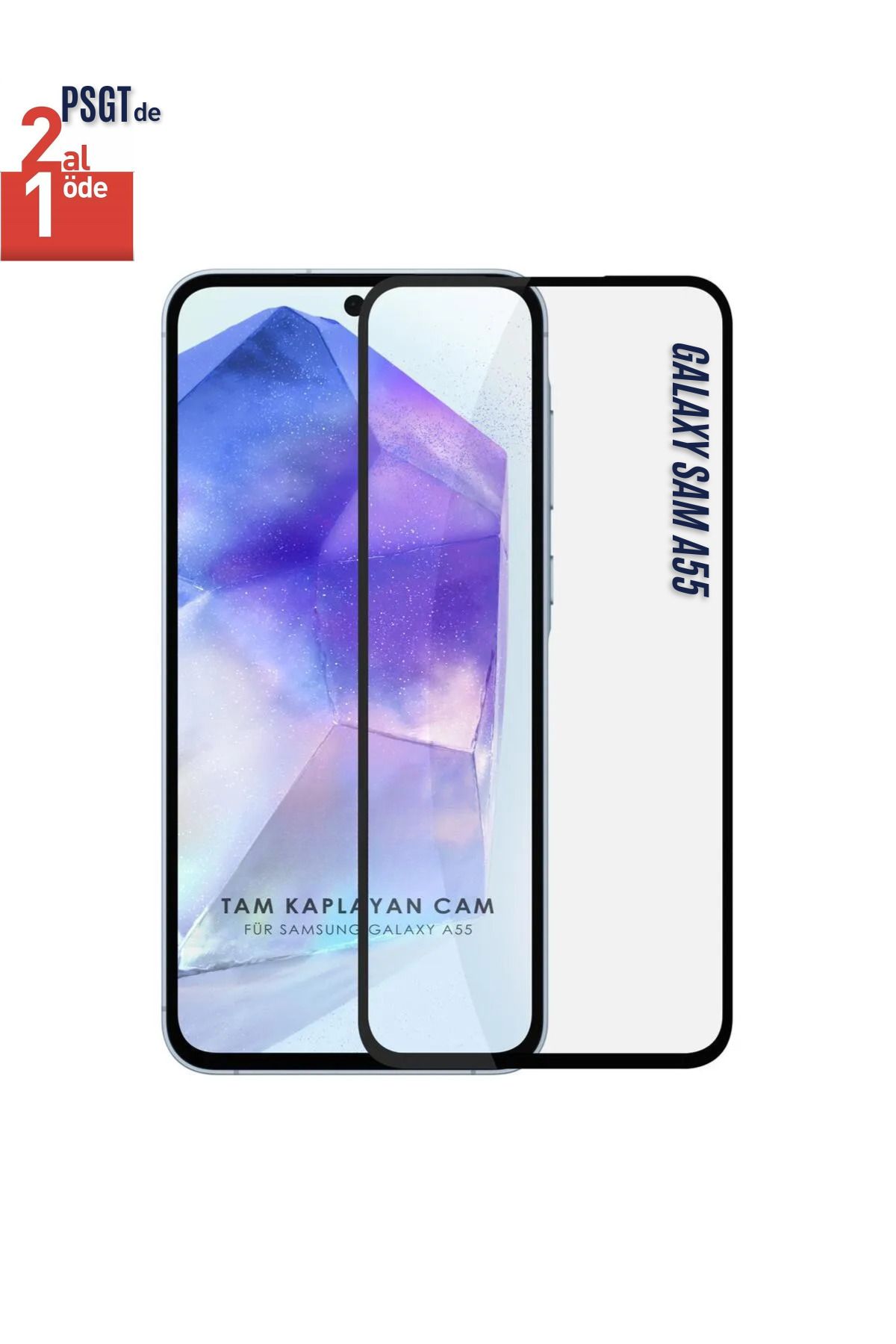 PSGT 2Adet Samsung Galaxy A55 Tam Kaplayan Temperli Cam Ekran Koruyucu