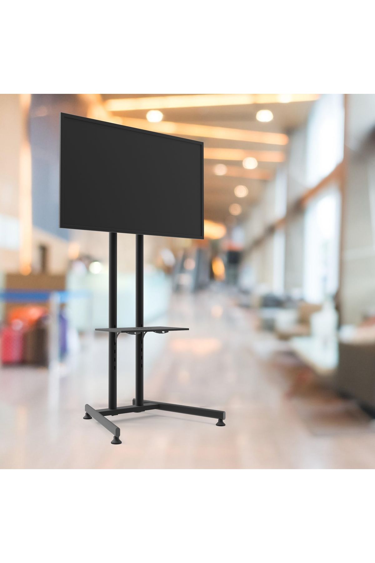 ALPIN +PLUS Sabit Ayaklı Ev Tipi Salon,Oturma Odası,Balkon ve Mutfak için Metal TV Standı 40"inç-75"inç