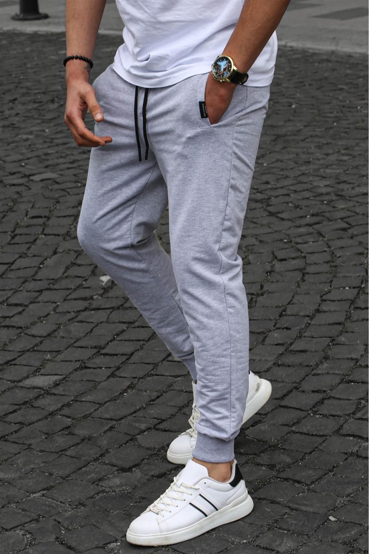 warn Unisex Yazlık Mevsimlik Eşofman Altı Ribanalı Paça Cepli Jogger Siyah Gri Alt