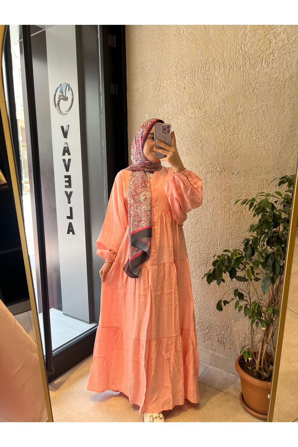 Vaveyla AŞHİLDA PUDRA ASTARSIZ YAZLIK ELBİSE