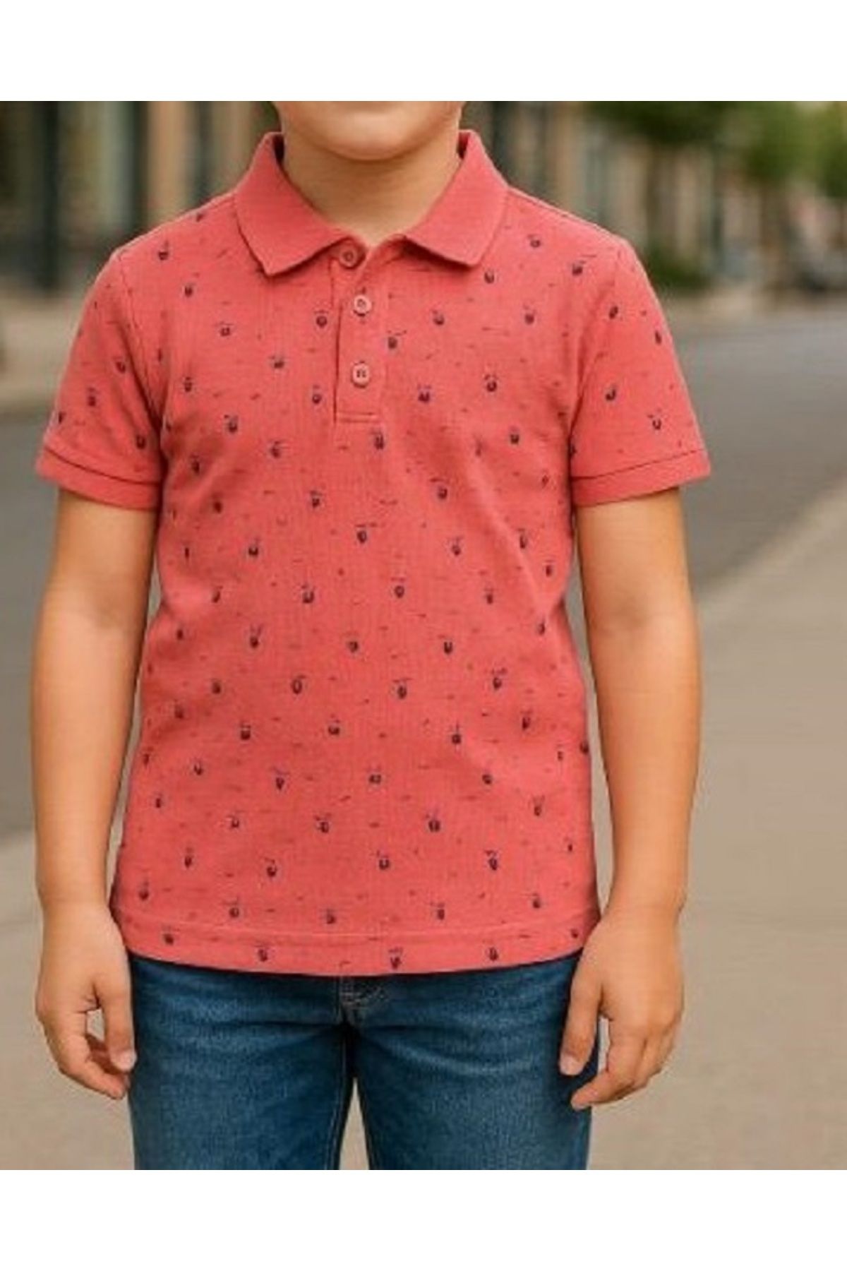 neocotton Erkek Çocuk Polo Yaka Pamuklu Desenli Tişört (Garson Boy)