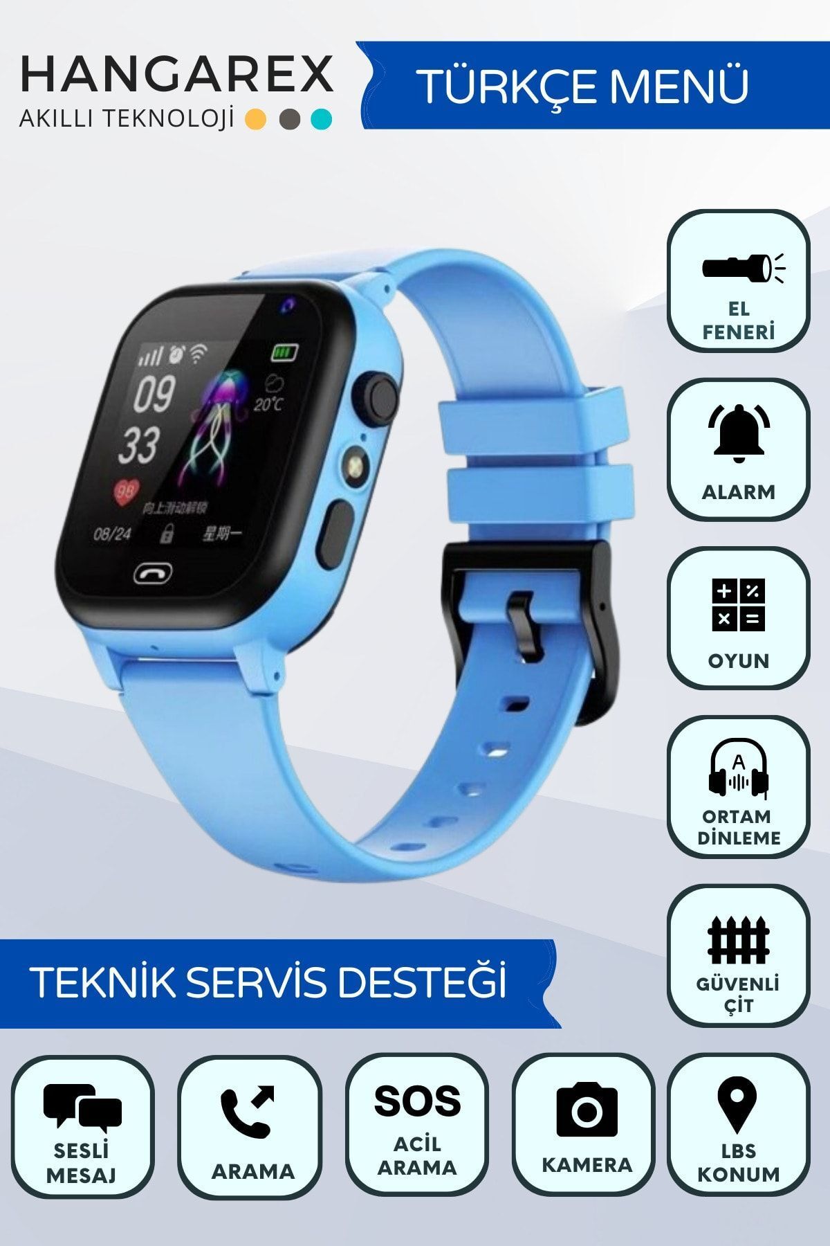 teknotrust Akıllı Çocuk Saati Sim Kartlı Akıllı Saat Çocuklar Için Sos Kamera Konum Takip Ortam Dinleme