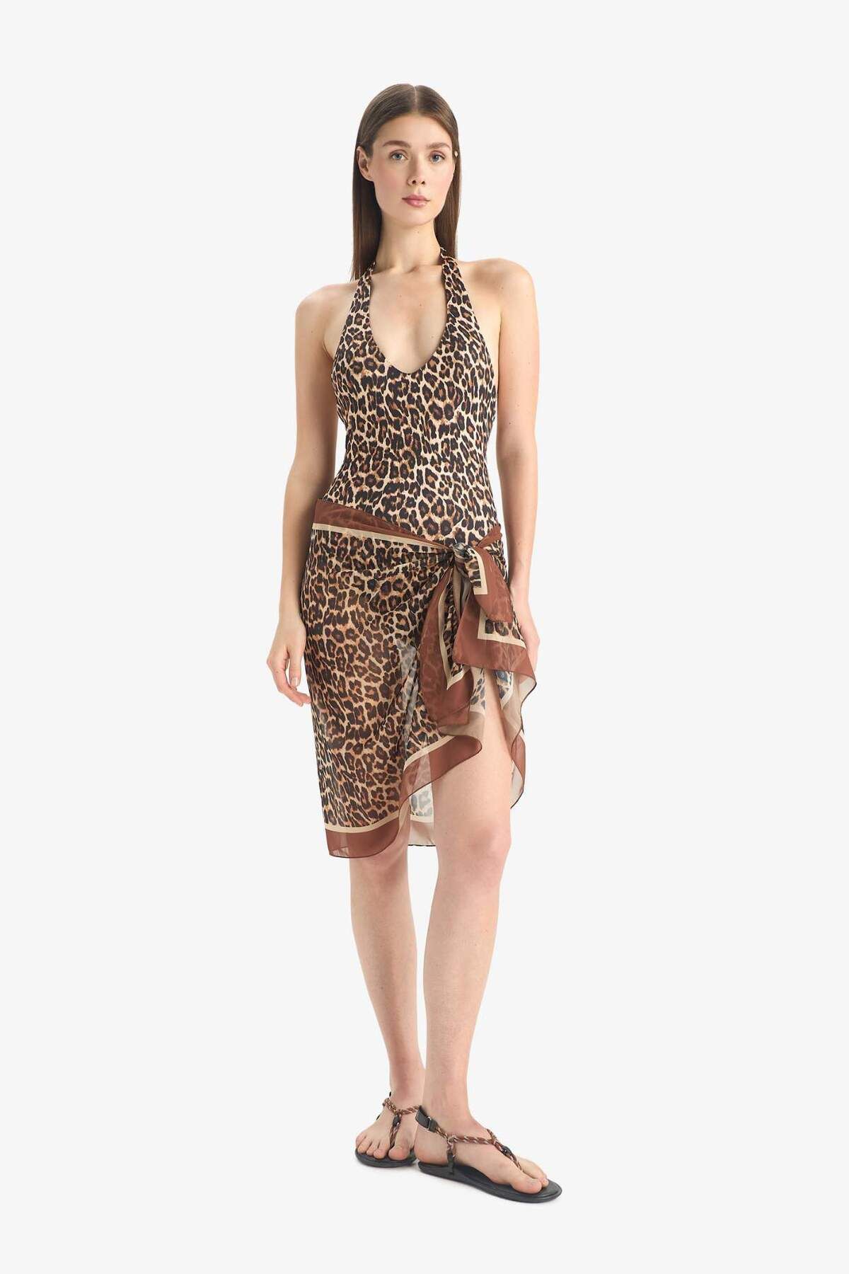DeFacto Regular Fit Leopar Desenli Şifon Pareo-Fall in Love E8218AX25HS