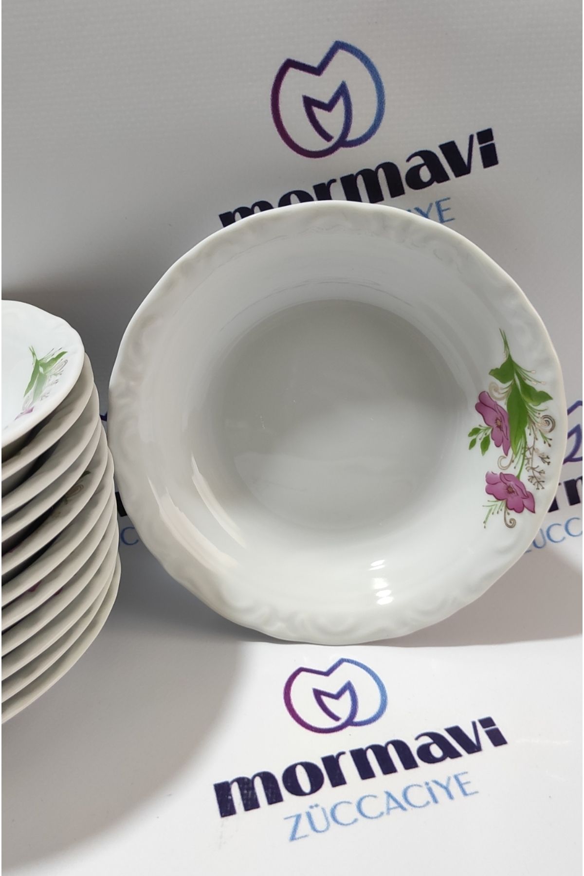 Porland PORSELEN LAL 12 ADET 19 CM ( BÜYÜK) ÇUKUR YEMEK TABAK