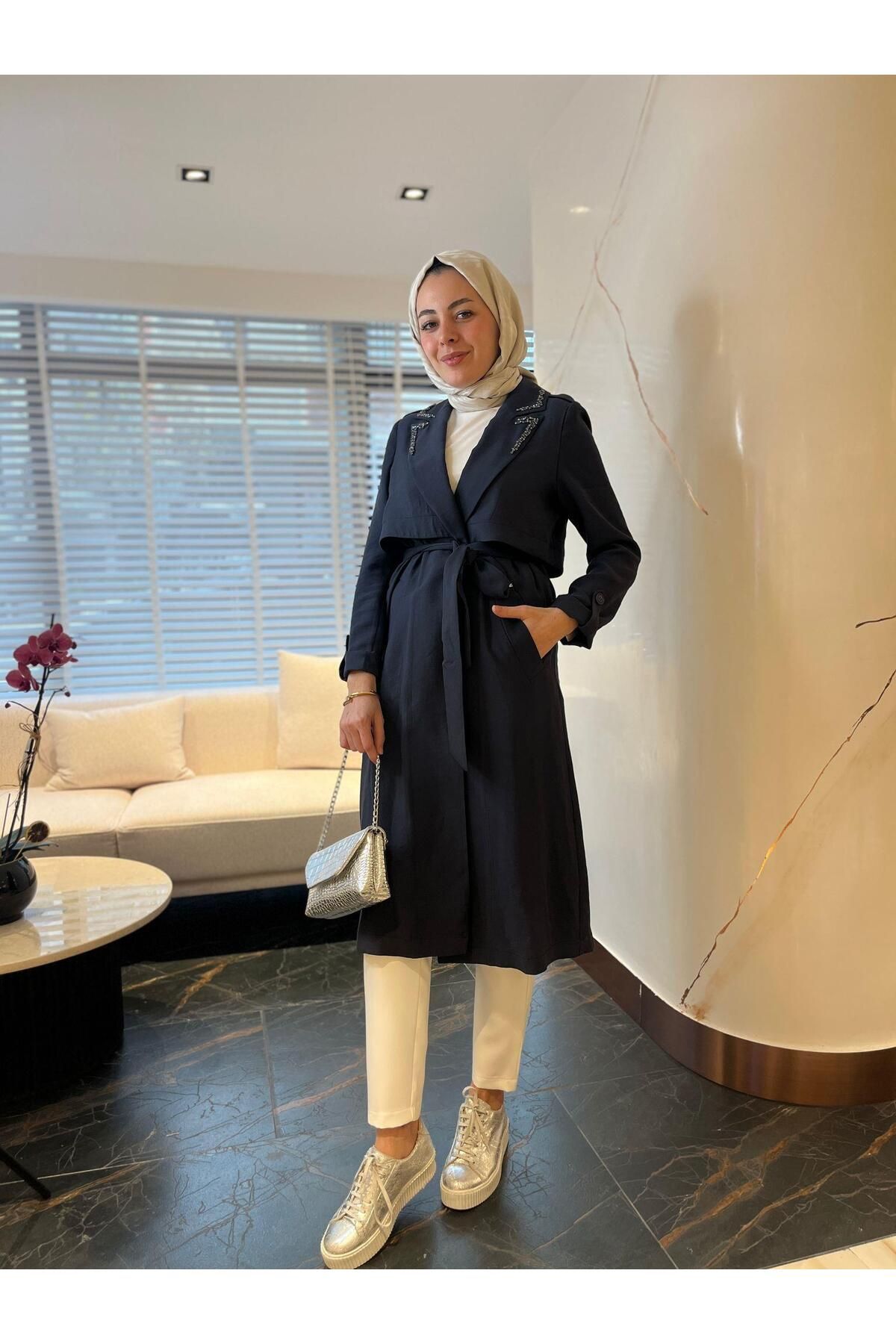 Moodbasic TAŞ İŞLEMELİ ASTARSIZ CUPRA TRENCH-2573