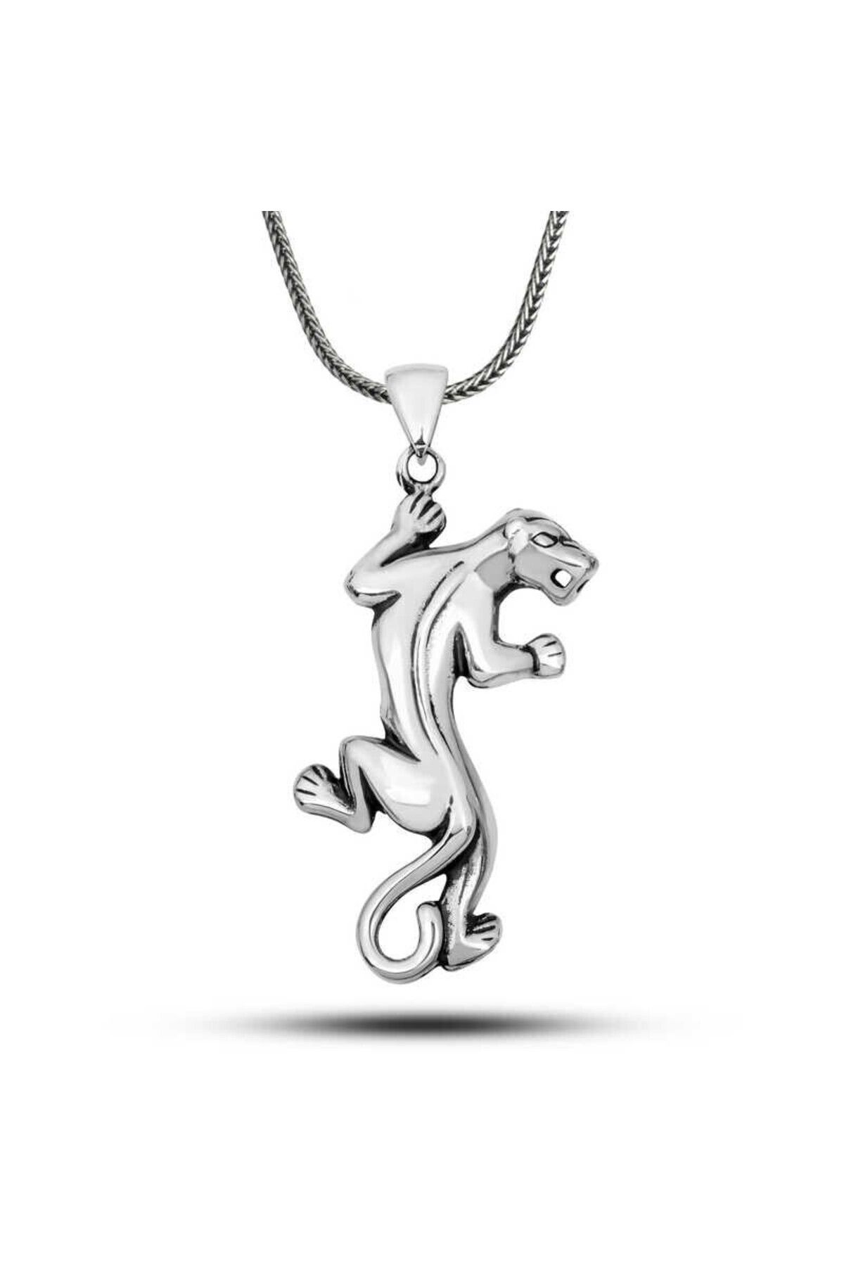 shop Kaplan Taşsız 925 Ayar Gümüş Erkek Kolye