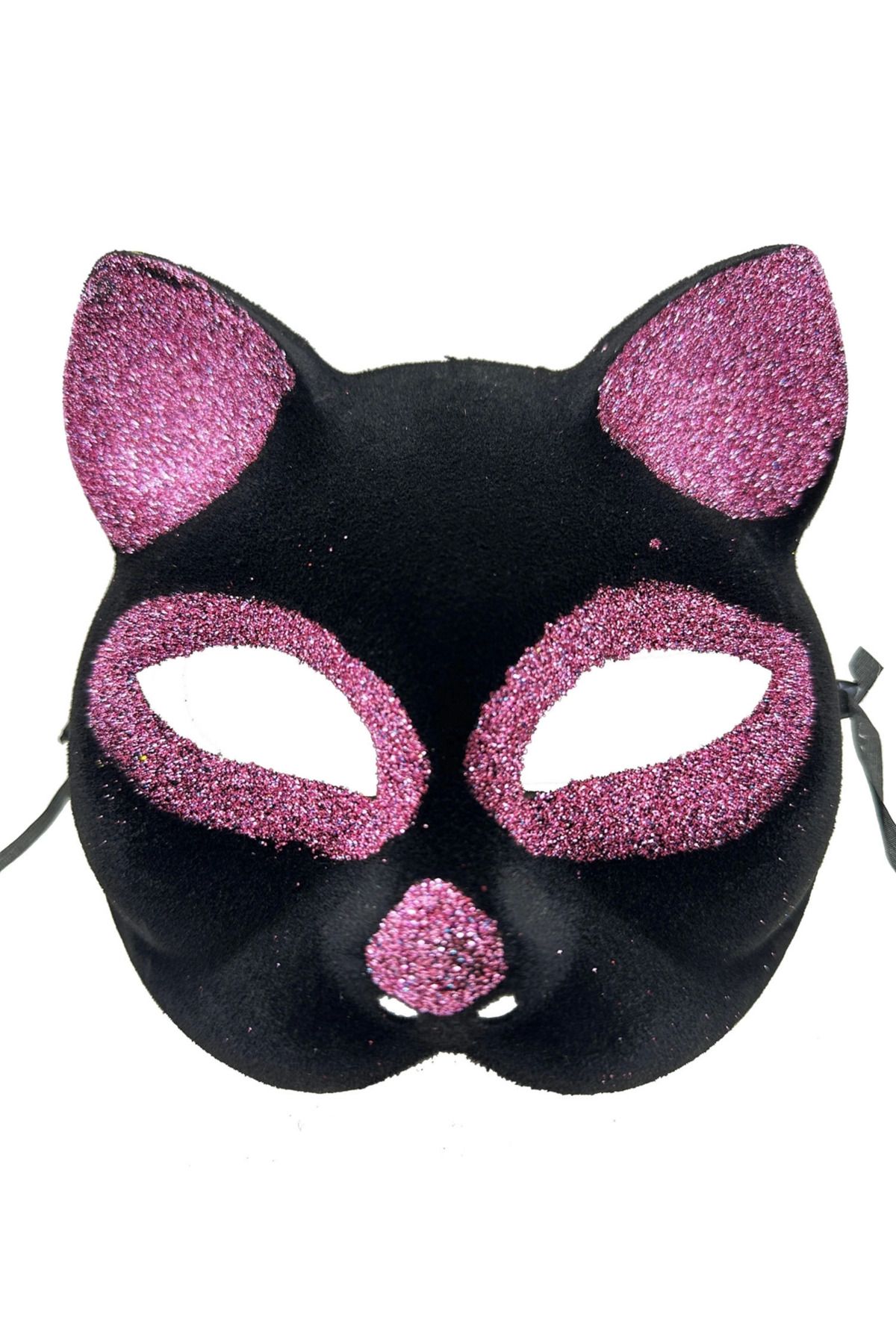 Yuba Avm Siyah Renk Pembe Simli Süet Kaplama Kedi Maskesi 18x14 Cm
